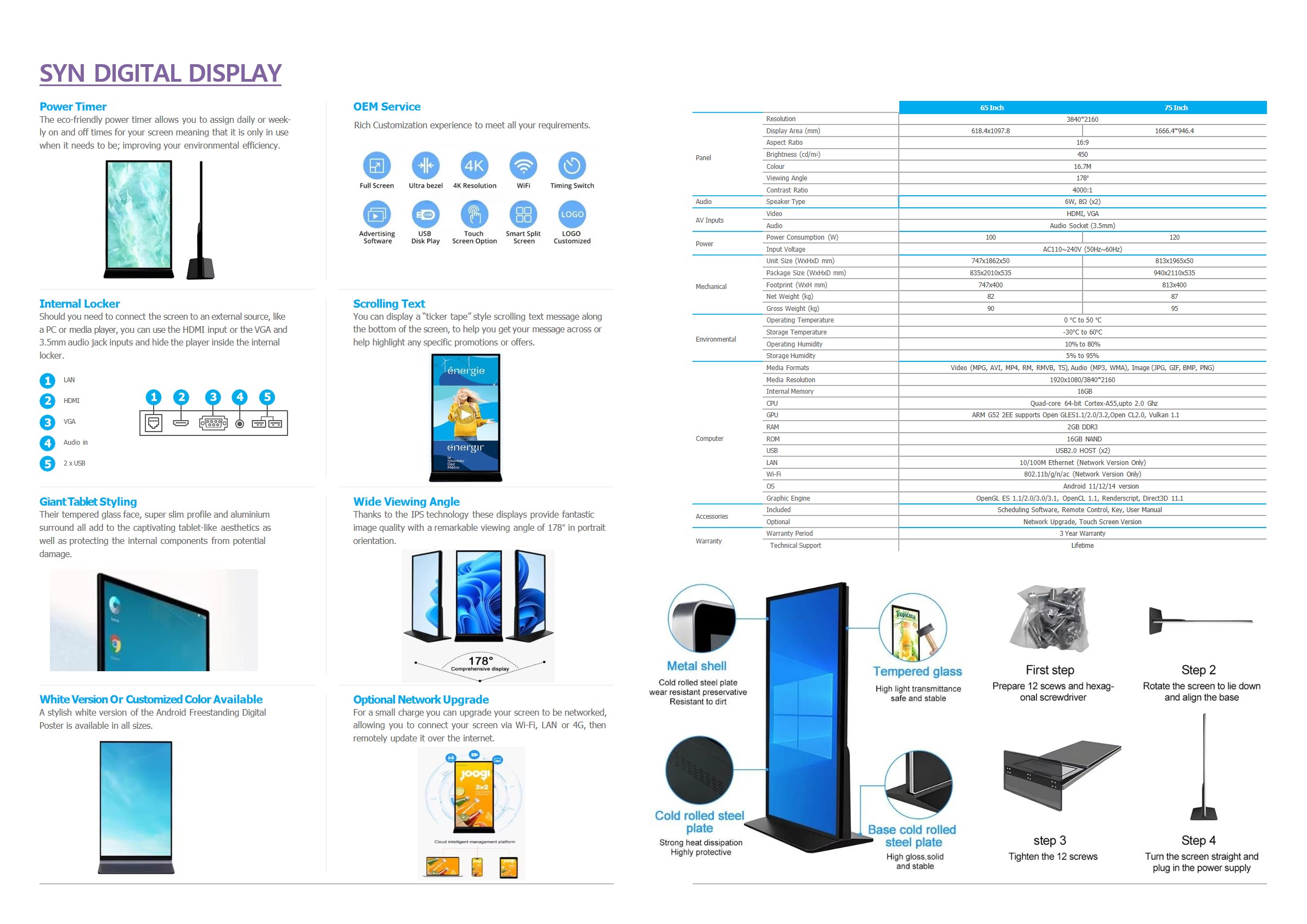 SYN Freestanding Digital Poster Display