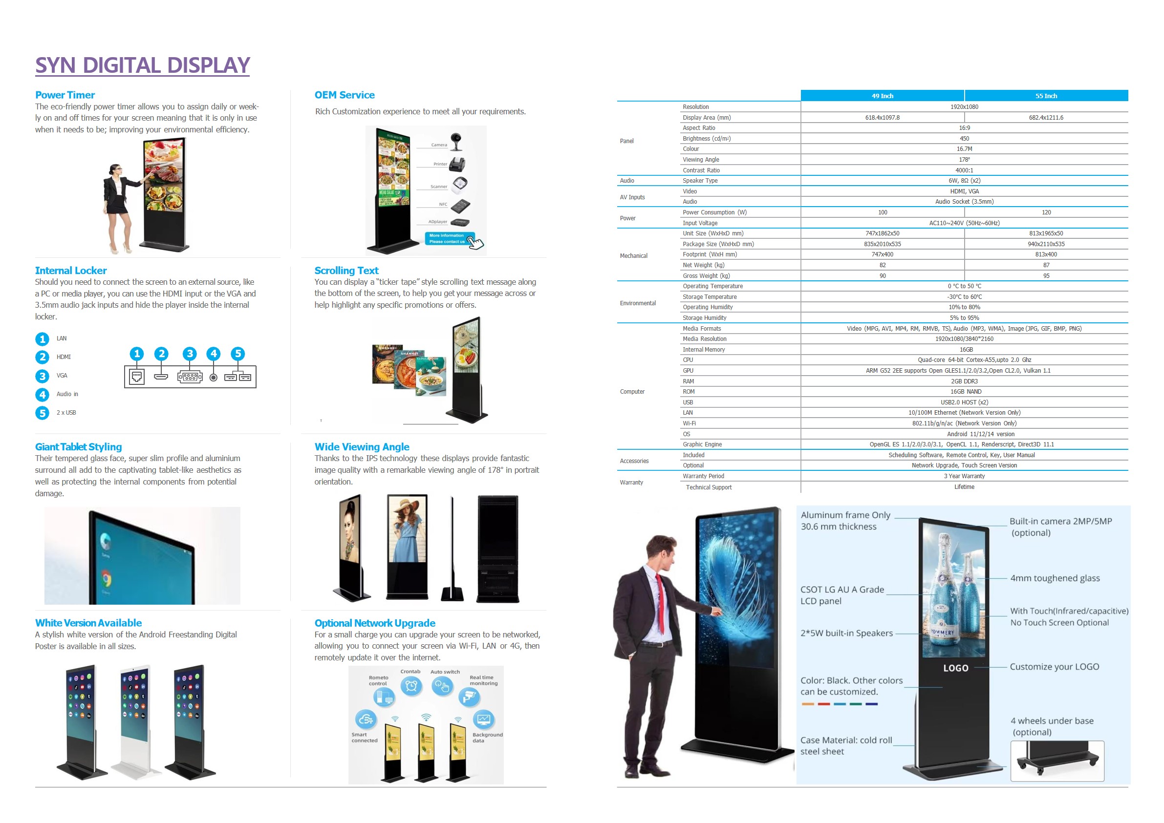 SYN Freestanding Digital Signage Display
