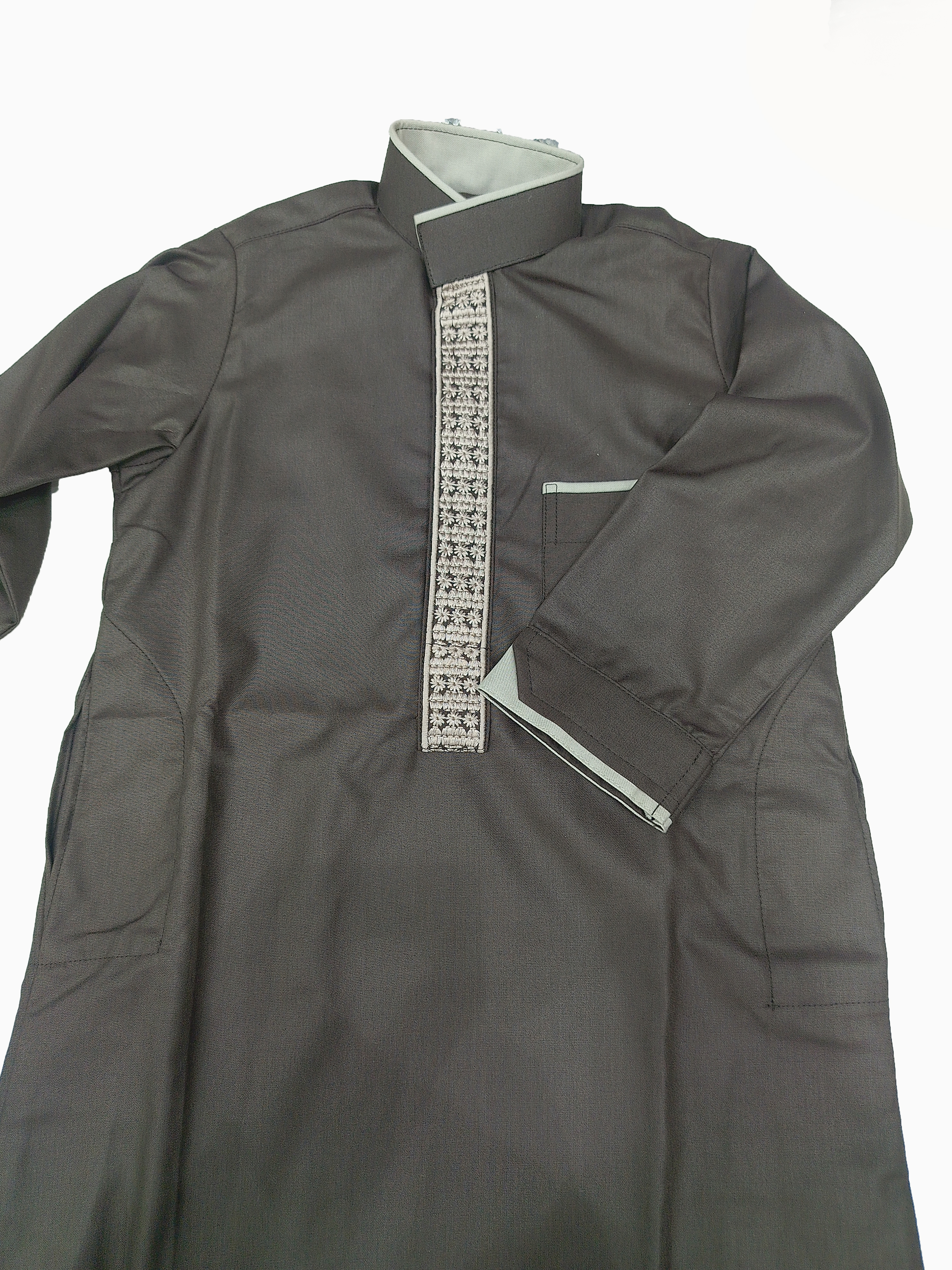 Kid's Modern Saudi Thobe - Dark brown