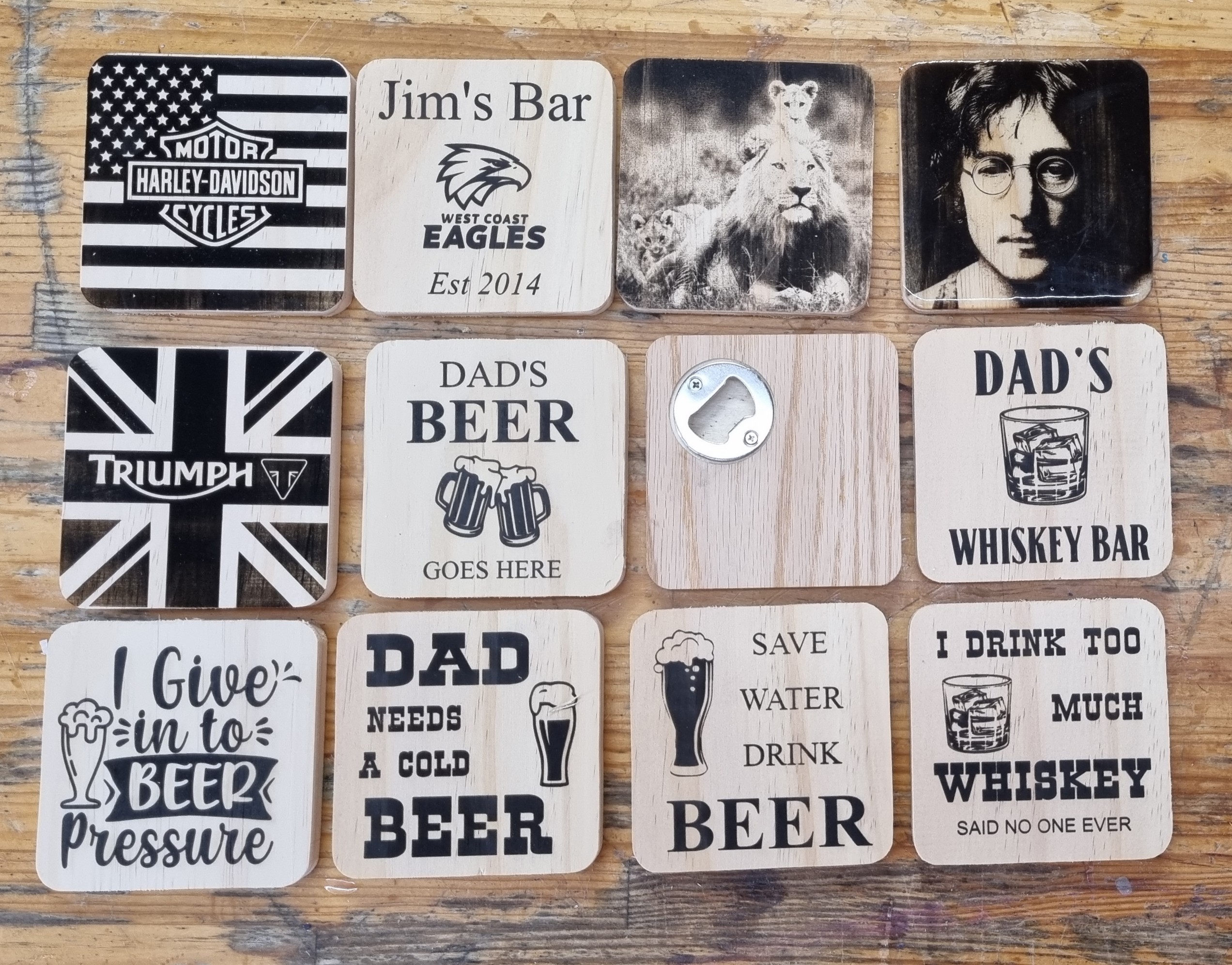 Engraved Wooden Drink Coasters