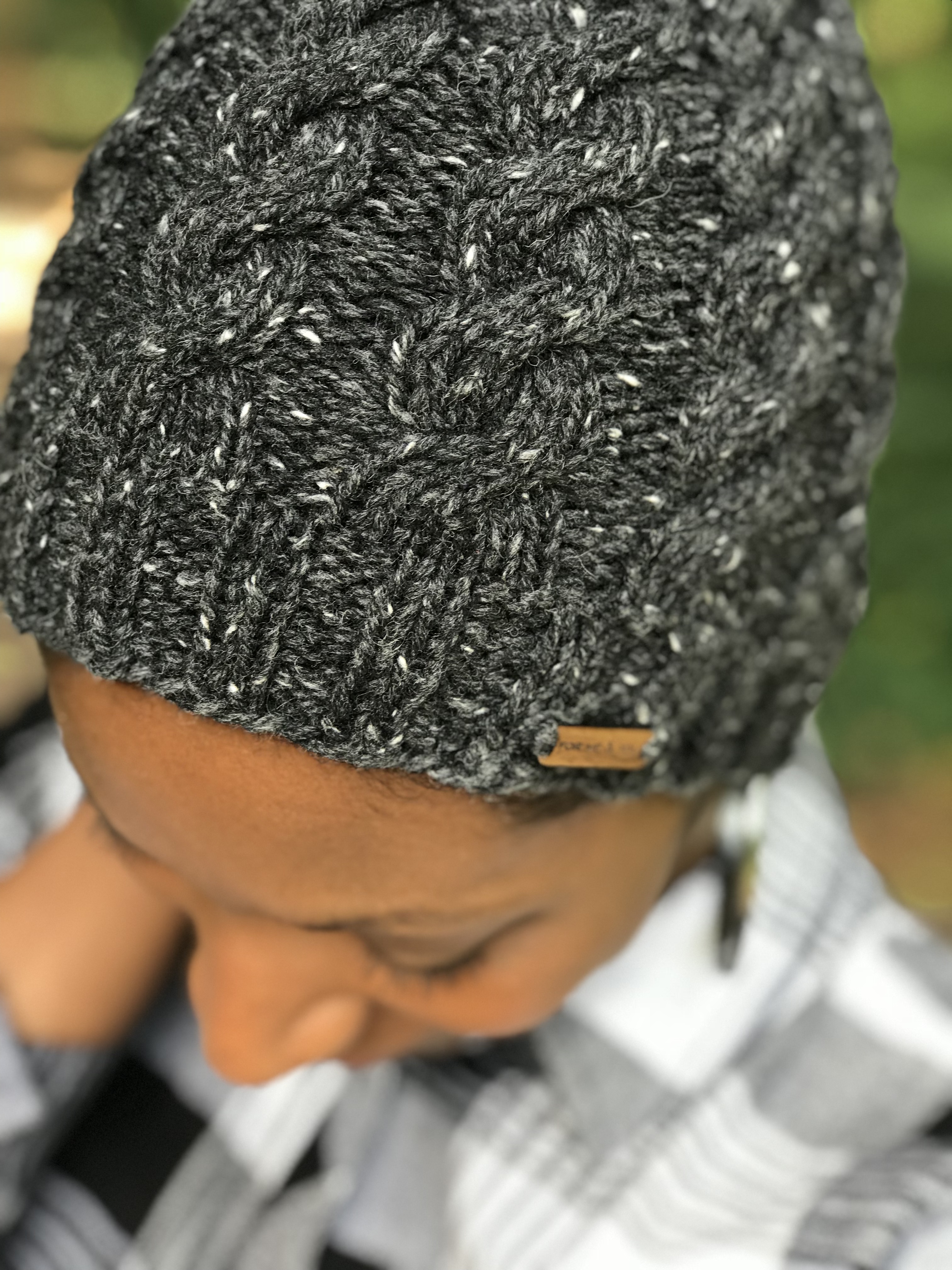 Chunky Cable Knit Beanie in 100% Merino Tweed Wool