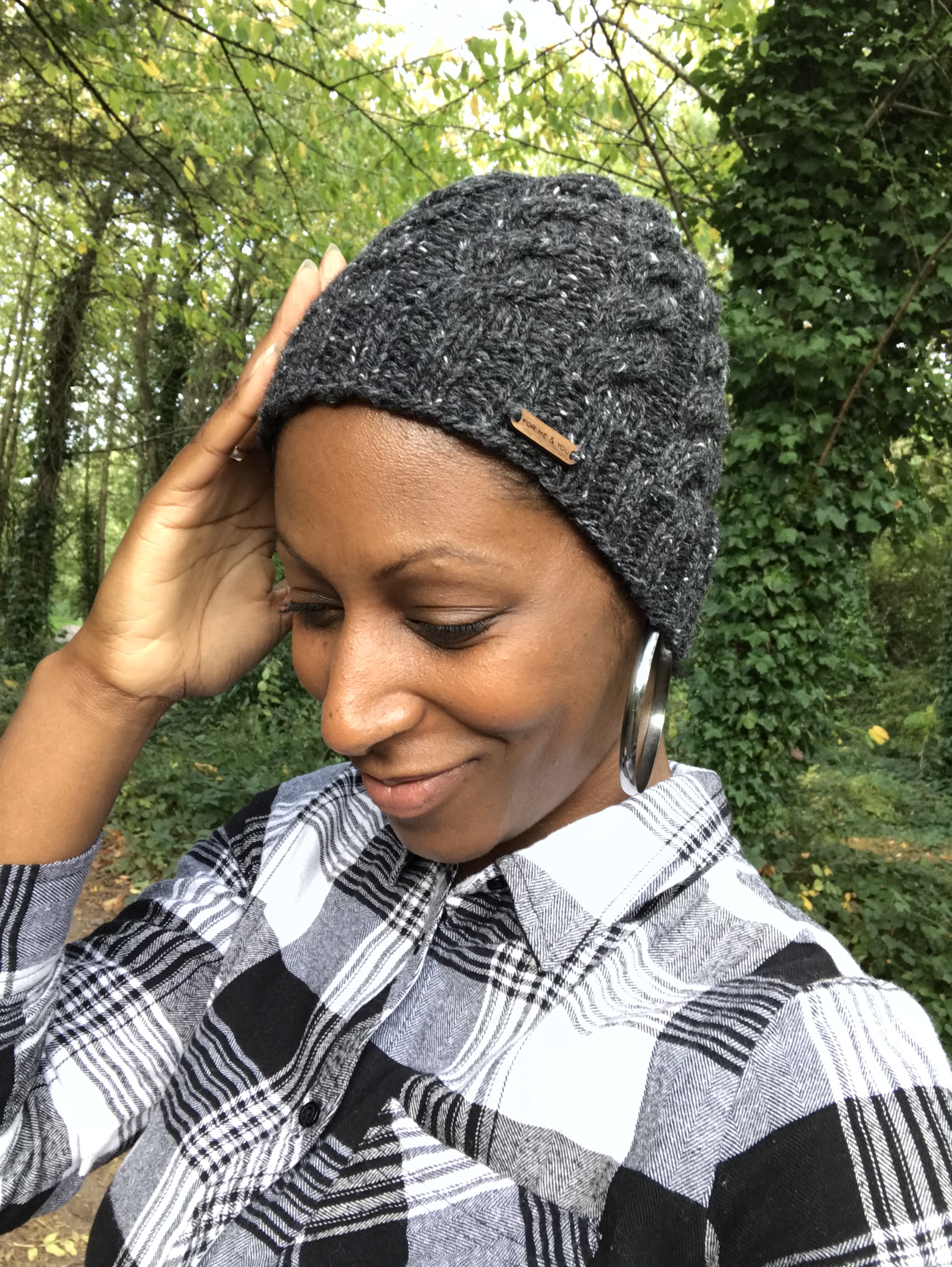 Chunky Cable Knit Beanie in 100% Merino Tweed  Wool