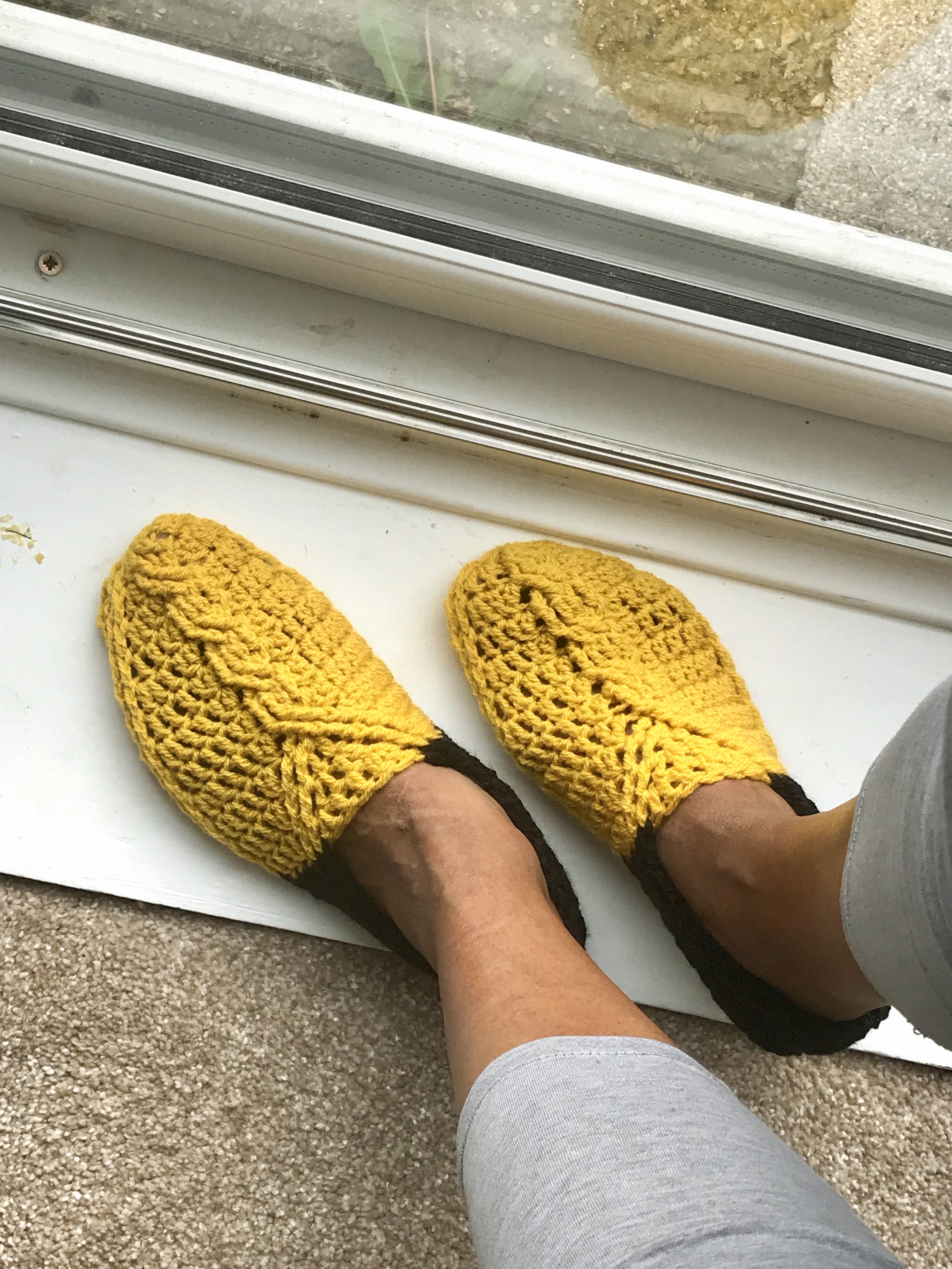 Handmade Crochet Cable Slippers in 100% Merino Wool
