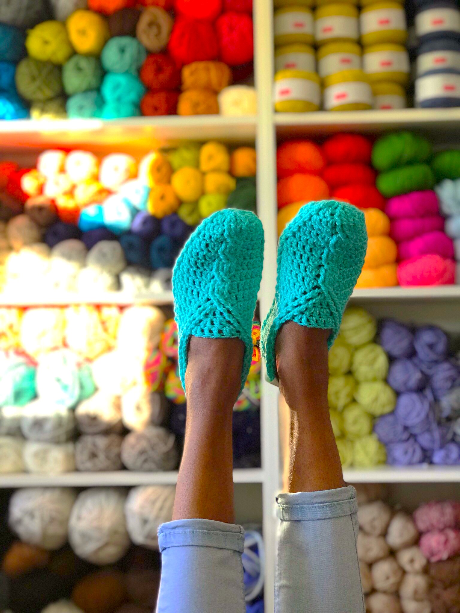 Handmade Crochet Cable Slippers in 100% Merino Wool