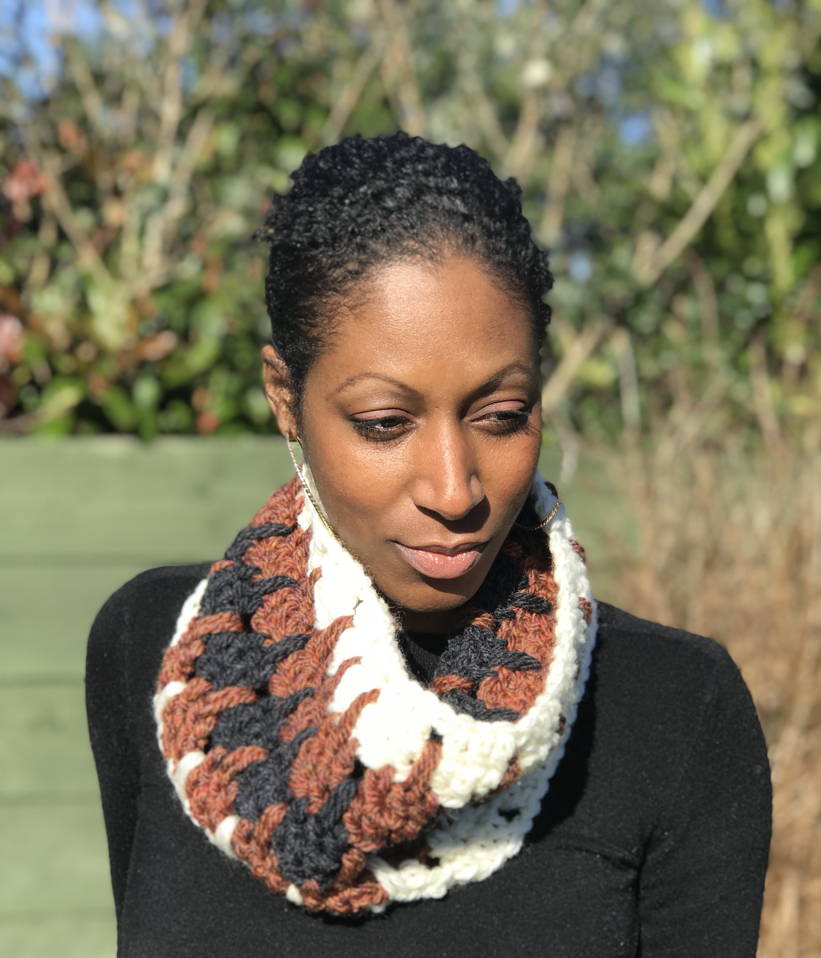 Neutrals Chunky Luxurious Wool Crocheted Cowl - "Black"