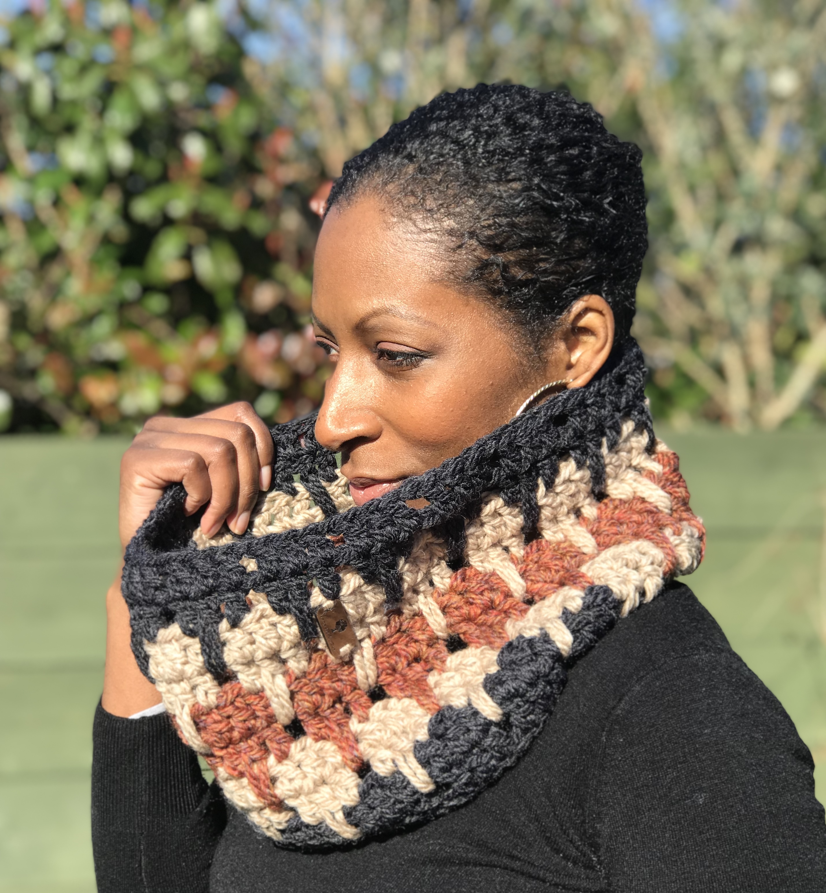 Neutrals Chunky Luxurious Wool Crocheted Cowl - "White"