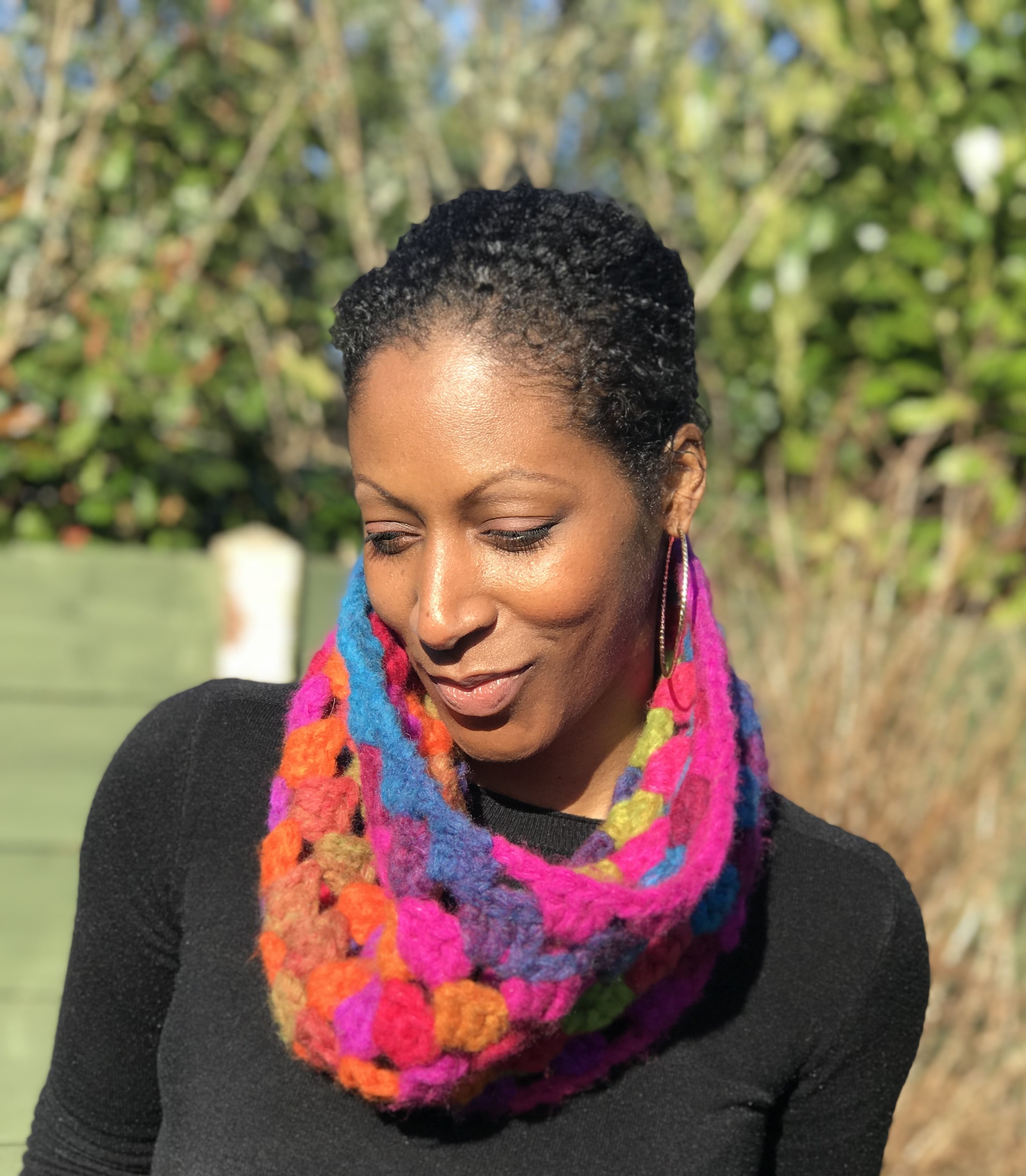 Pink Chunky Crocheted Wool  Neck Warmer in Blended Merino Wool