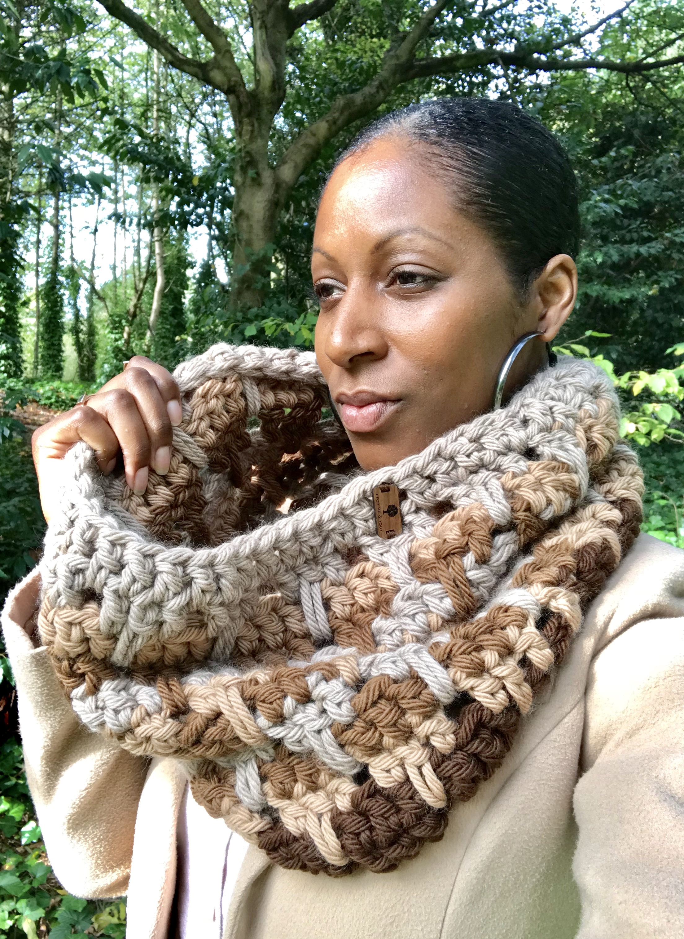 Neutral Handmade Chunky Crochet Neck Warmer in 100% Luxurious Wool