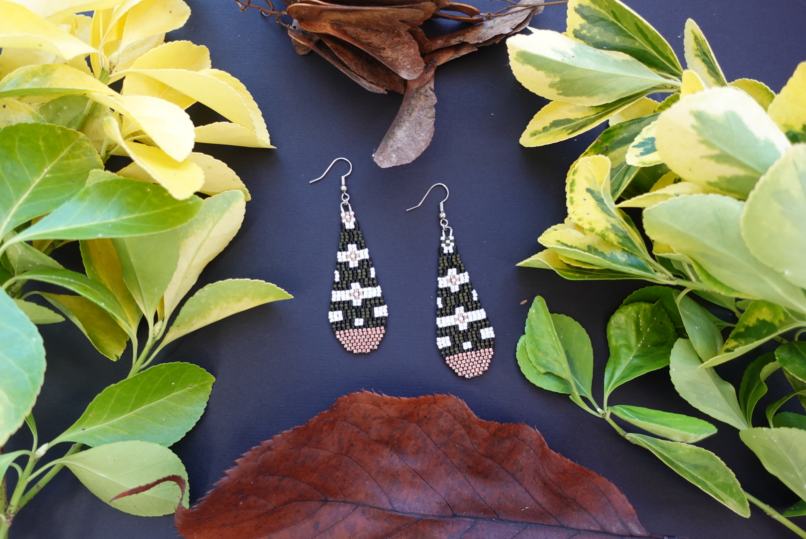 Geometric Drop Earrings "Crocodile collection"