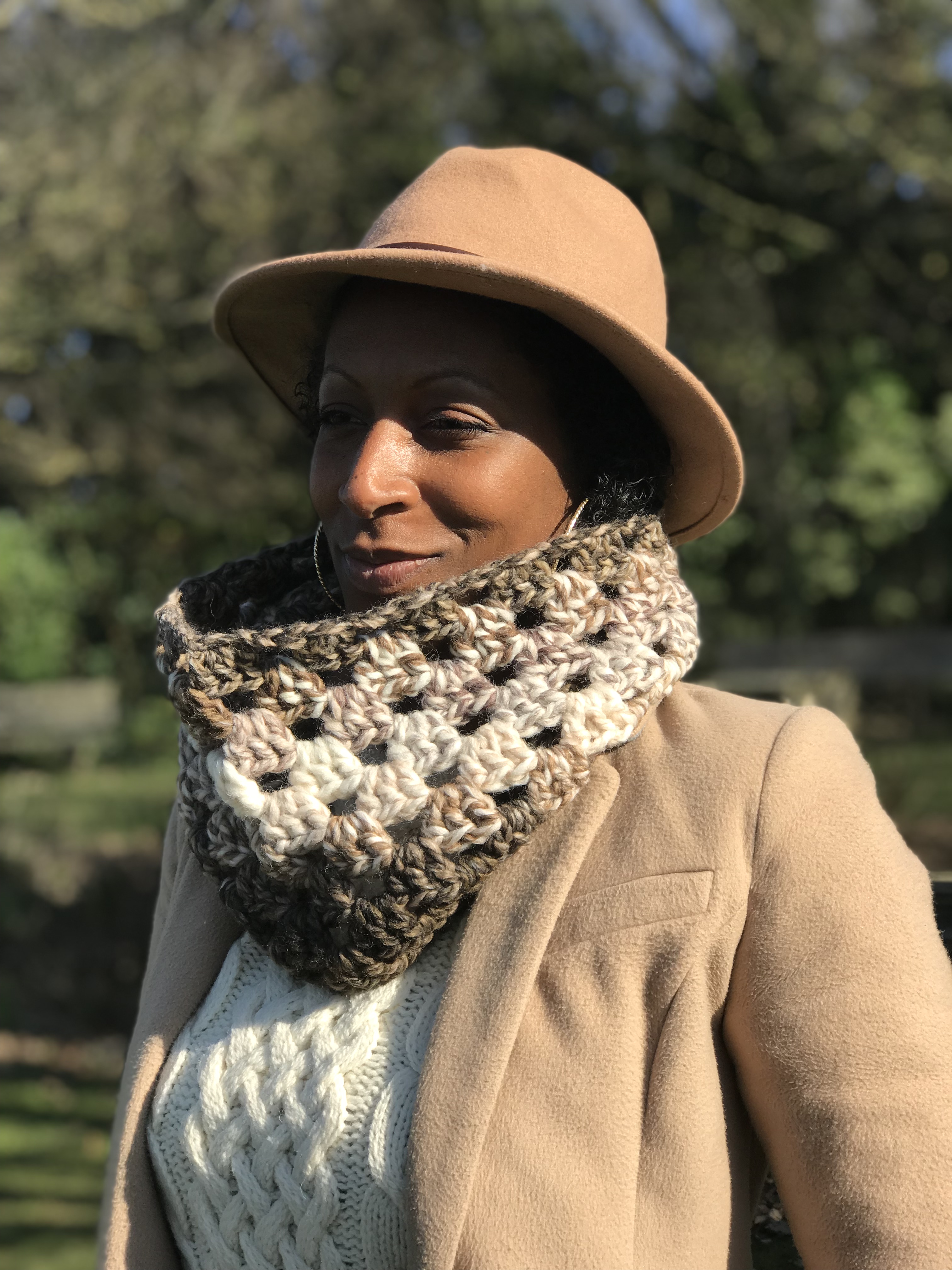 Handmade Neutral Chunky Crochet Neck Warmer in Luxurious Wool Blend