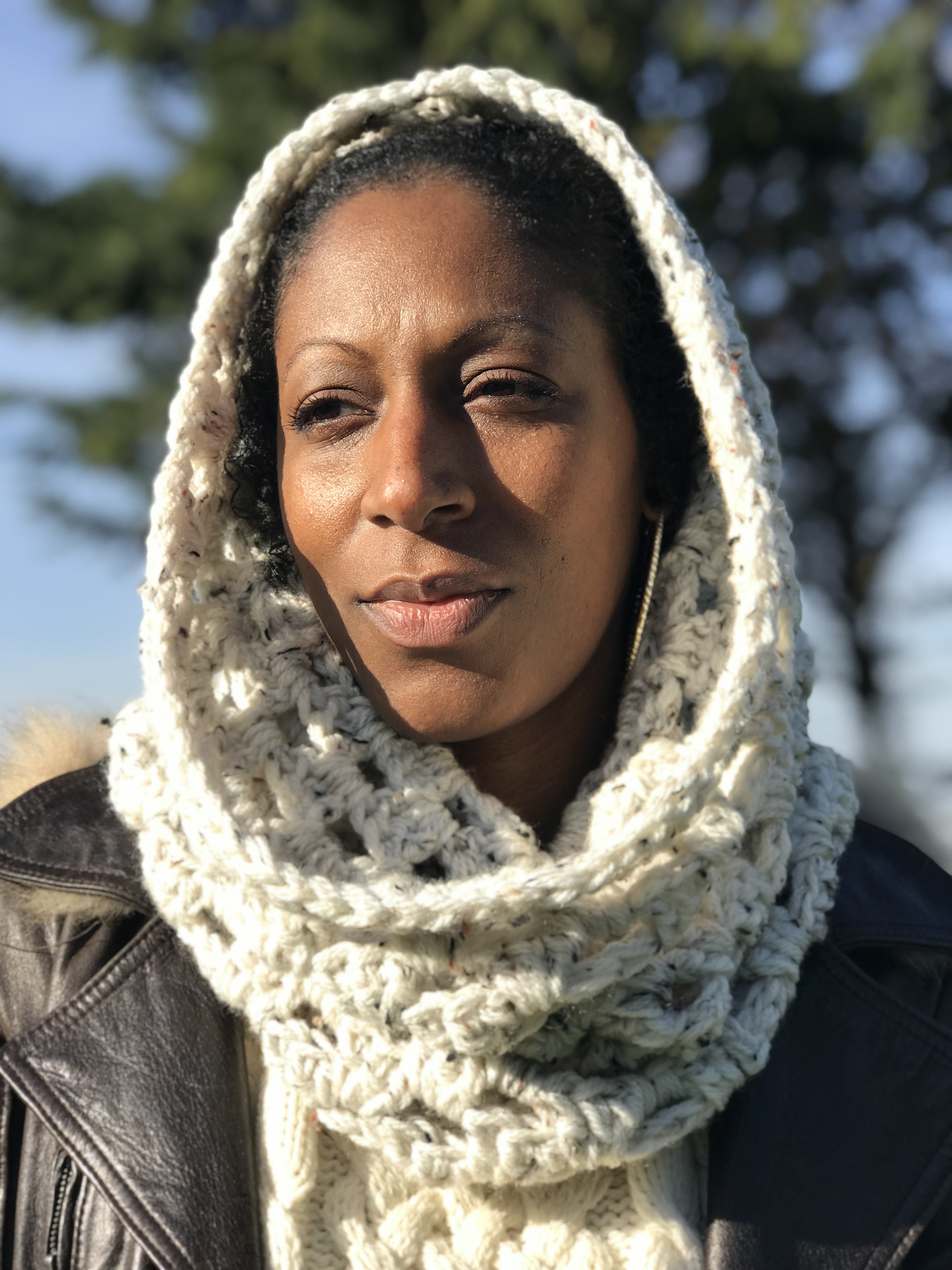 Handmade Cream Chunky Knit Infinity Scarf in Merino Blend