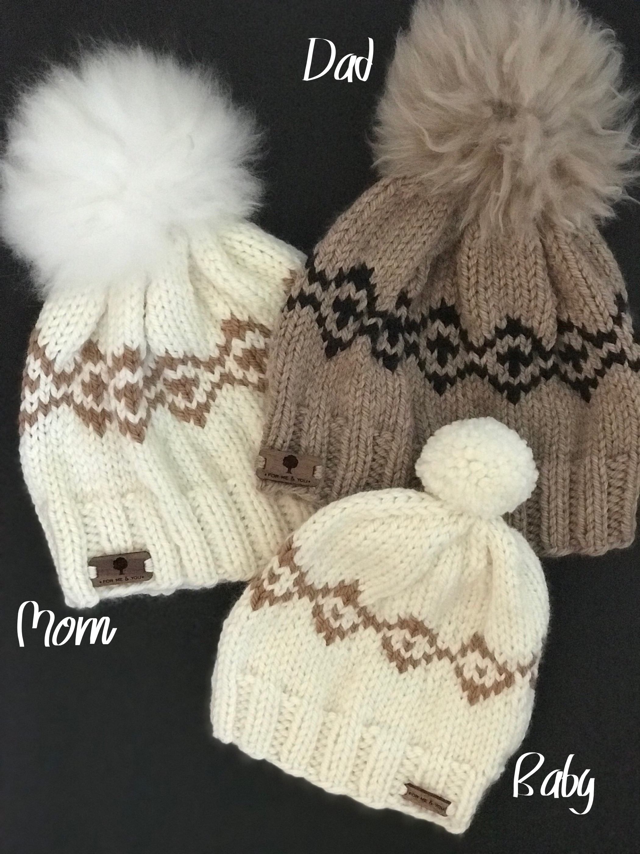 Hand Knit Winter Hat in Merino Wool with 100% Alpaca Fur Pom-Pom - Beige