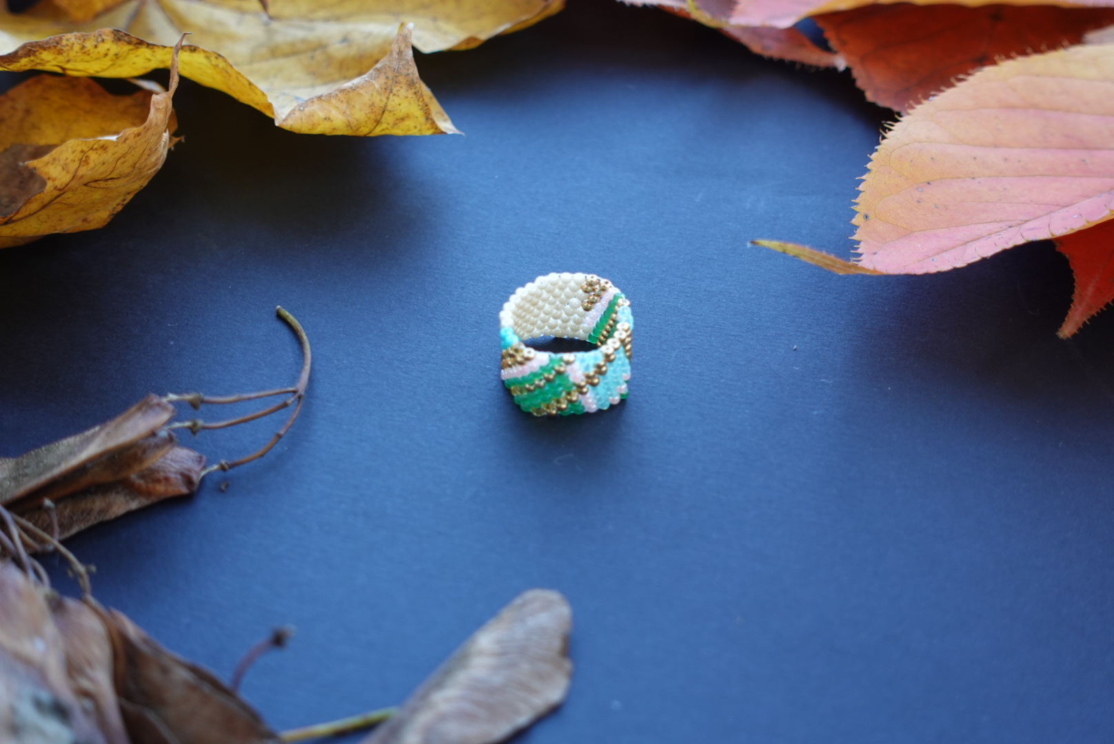 Pastel Beaded Statement Ring "Paste collection"