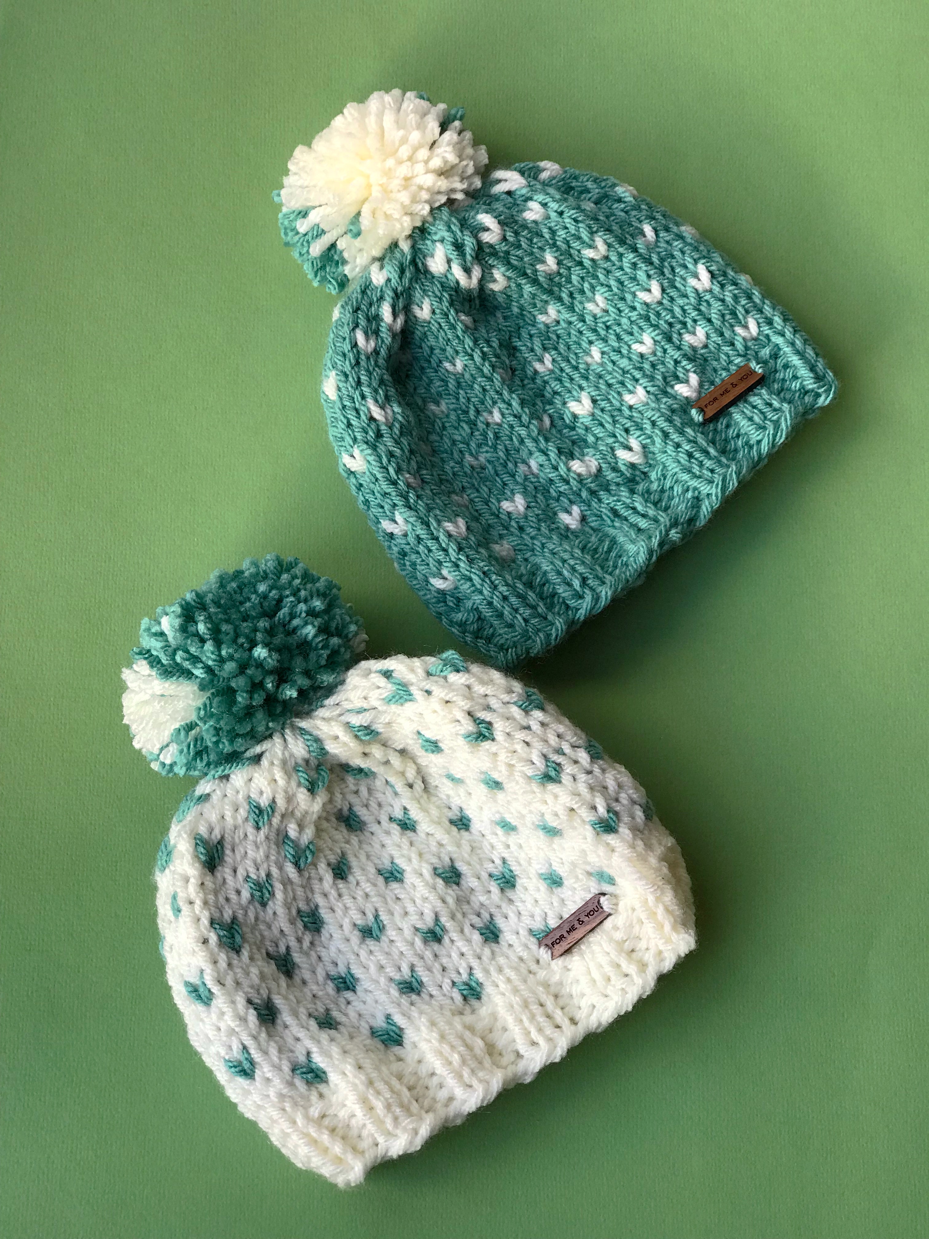 Baby Knitted Pom-Pom Winter Hat in 100% Merino Wool