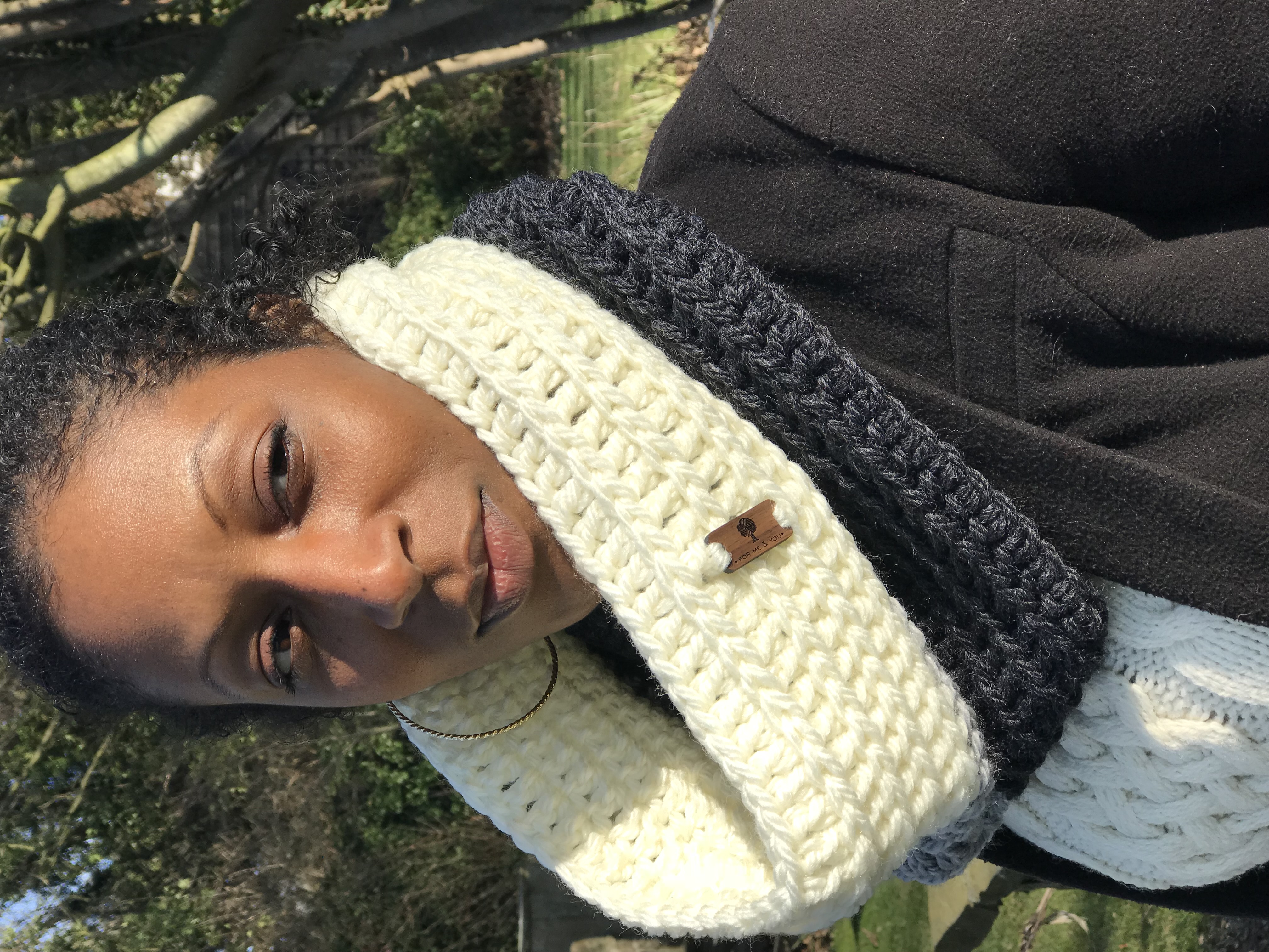 Chunky Ombre Textured Crochet Snood in Alpaca blend Wool