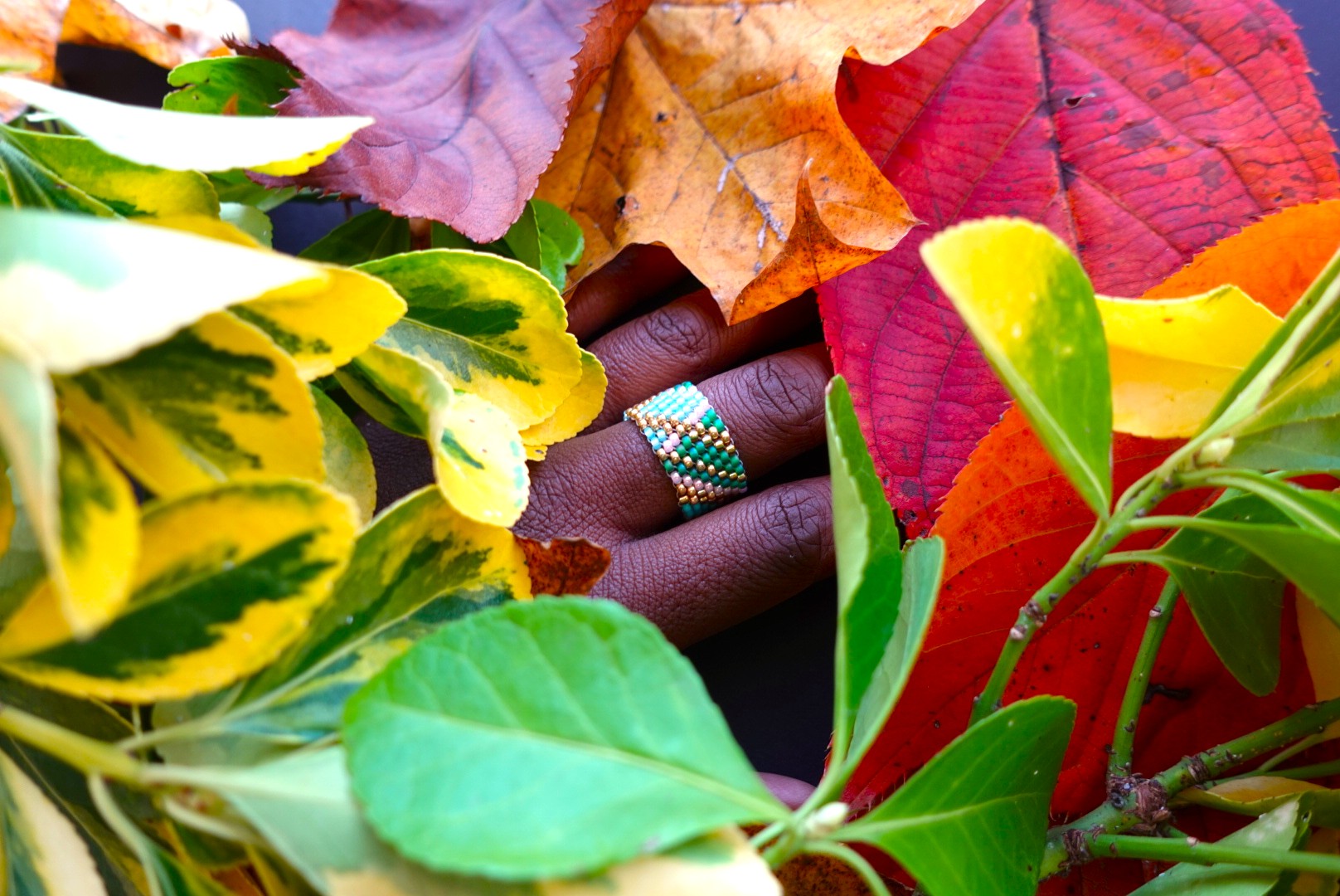 Pastel Beaded Statement Ring "Paste collection"