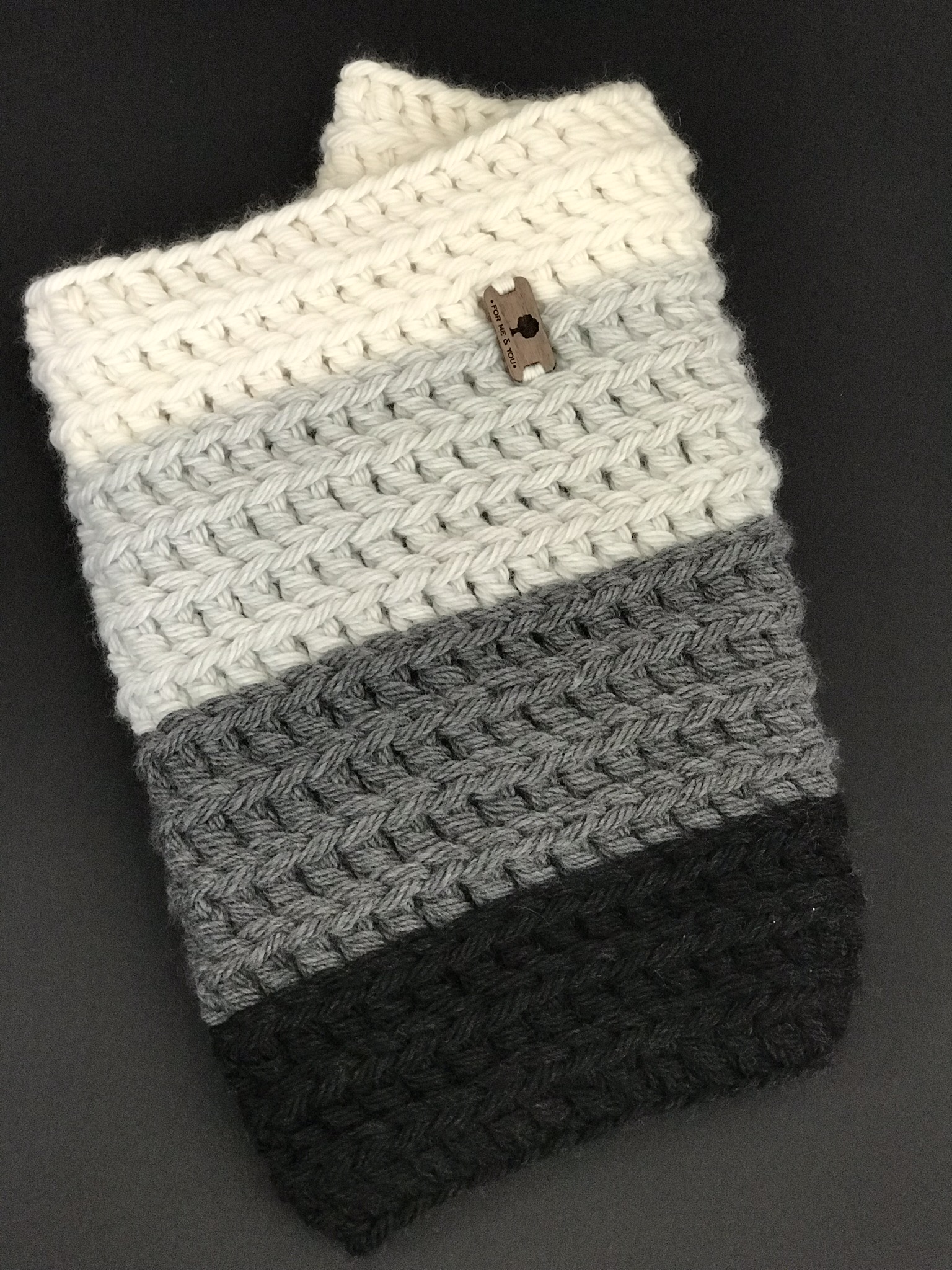 Chunky Ombre Textured Crochet Snood in Alpaca blend Wool