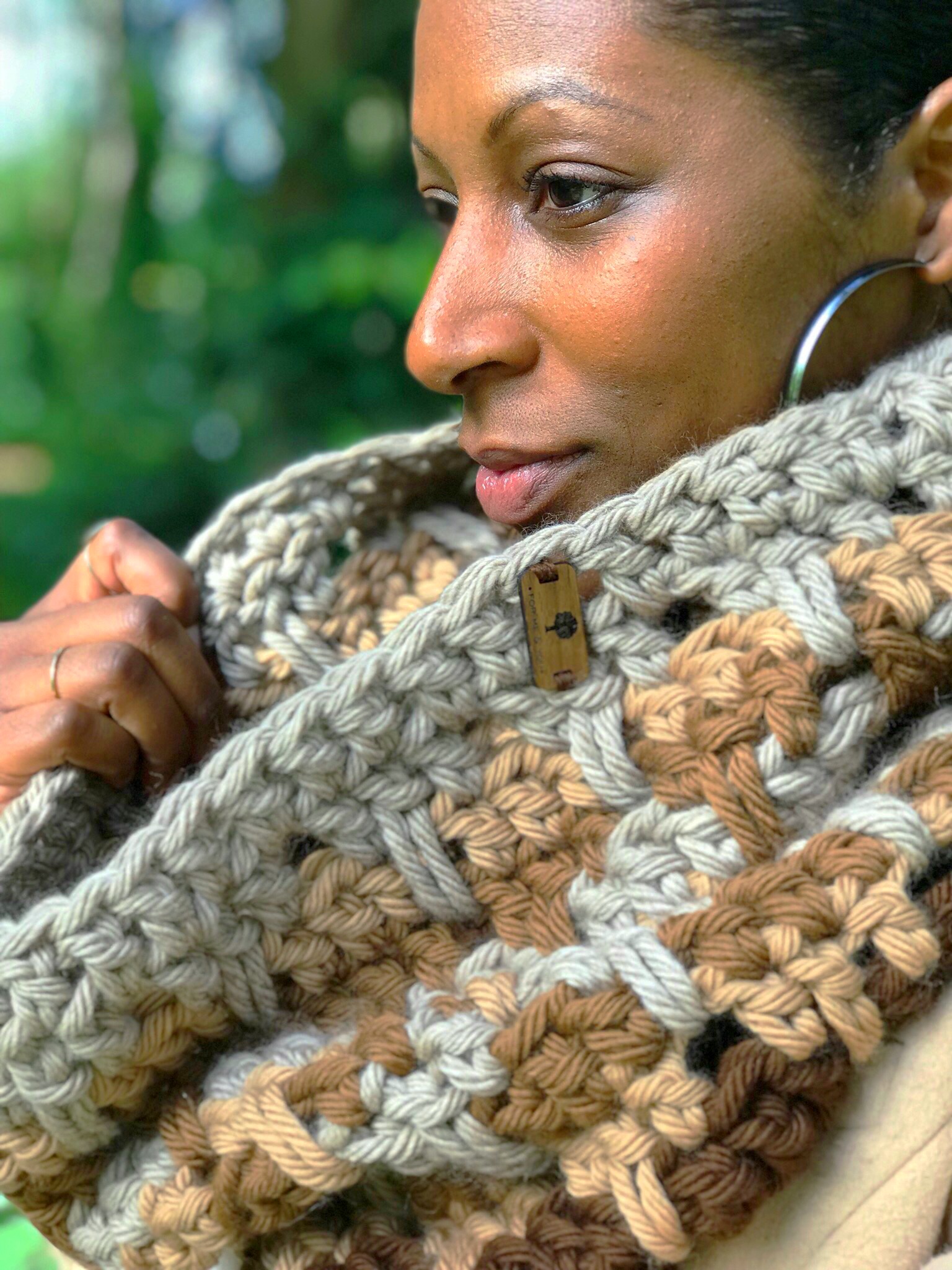 Neutral Handmade Chunky Crochet Neck Warmer in 100% Luxurious Wool
