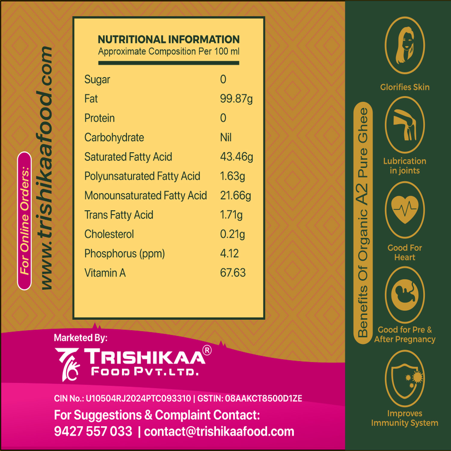 A2 Cow Bilona Desi Ghee (1 Ltr.)