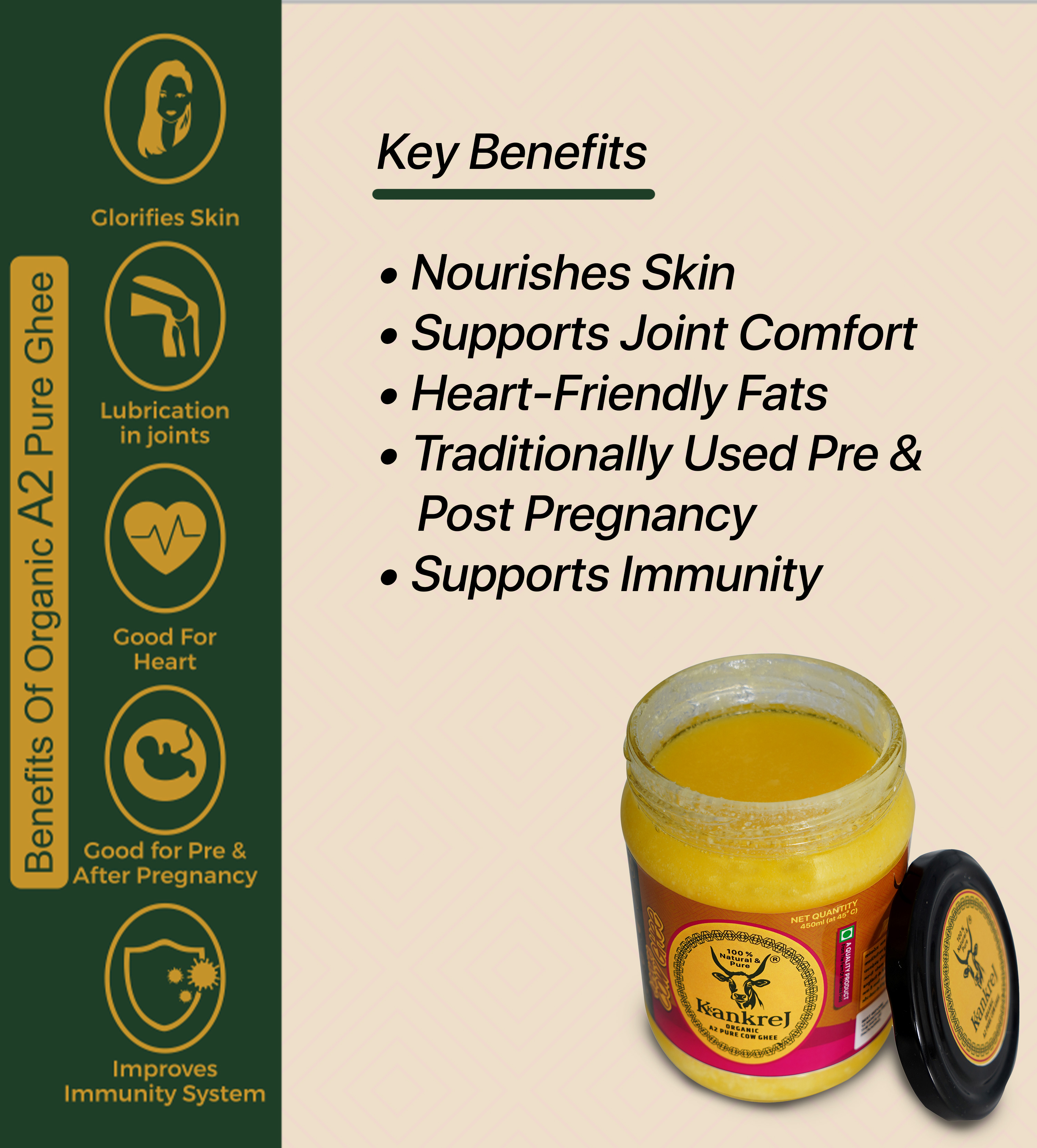 A2 Cow Bilona Desi Ghee (450 ml.)