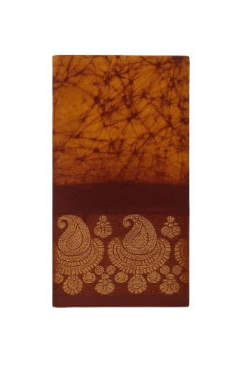 Handcrafted Brown Paisley Patterned Saree