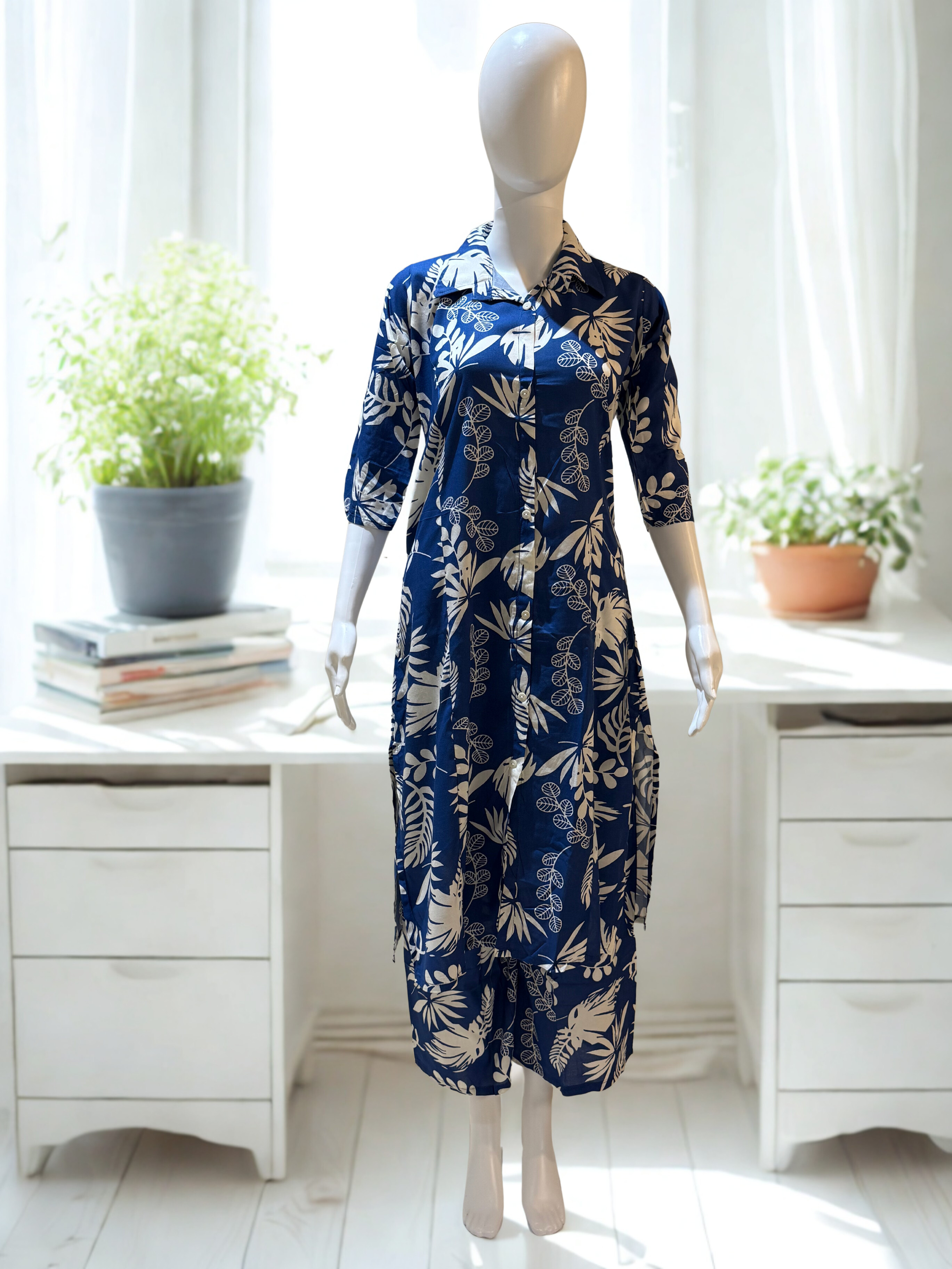 Blue Floral cotton  Long co-ord set