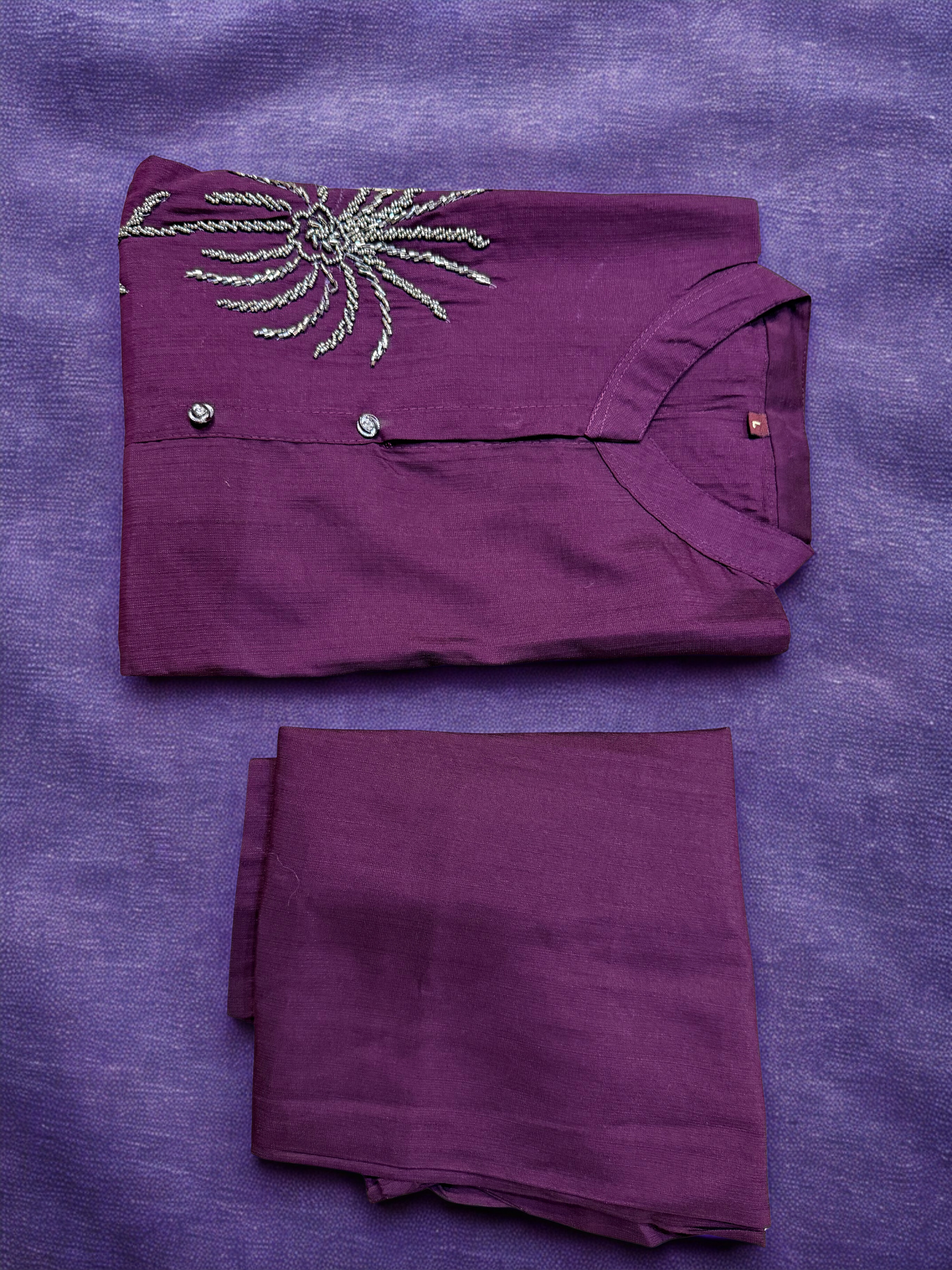 Elegant Purple Wine Short Co-ord Set 