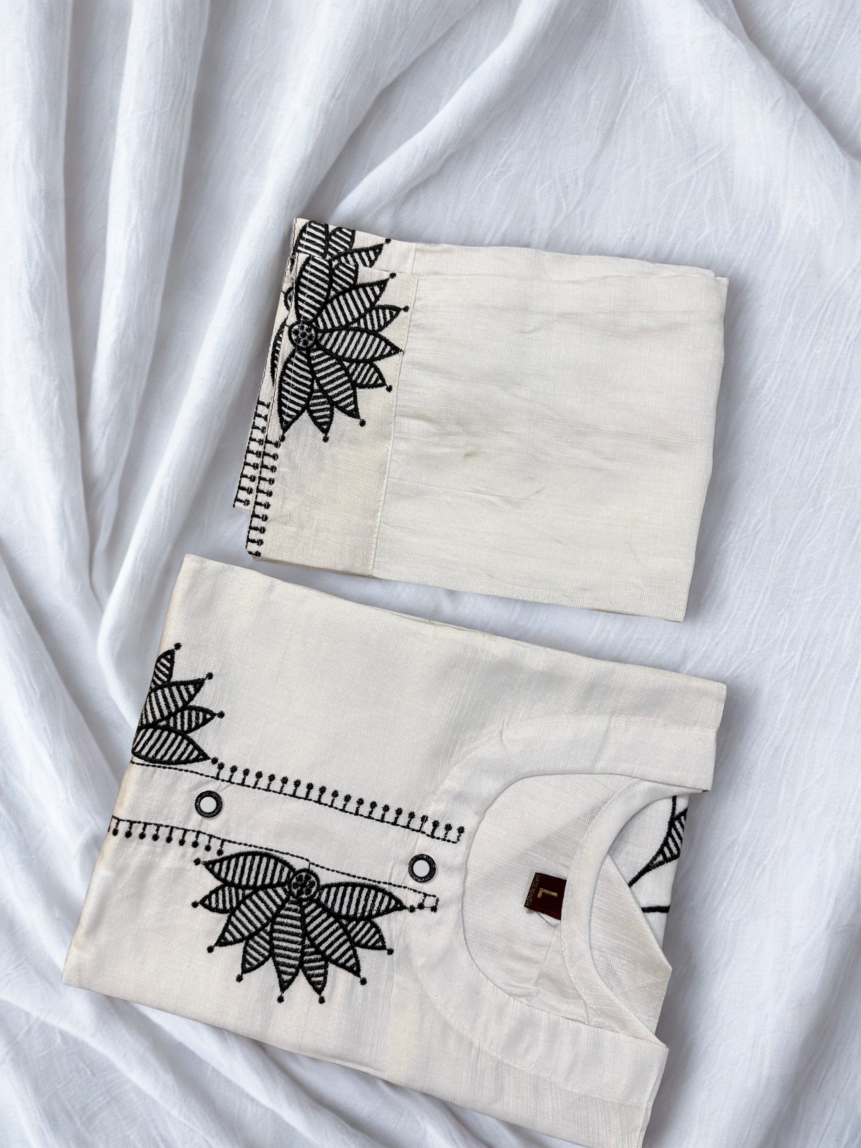 White Floral Embroidered Short Co-ord Set