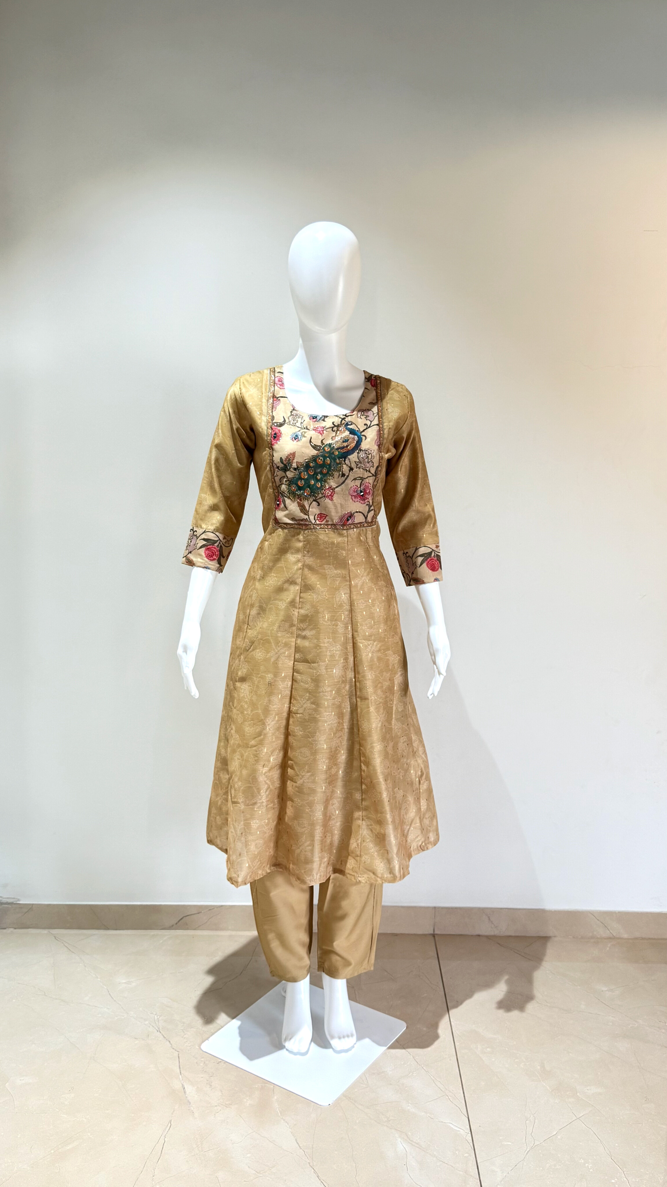 Silk digital print anarkali with manual patch highlight (with lining)