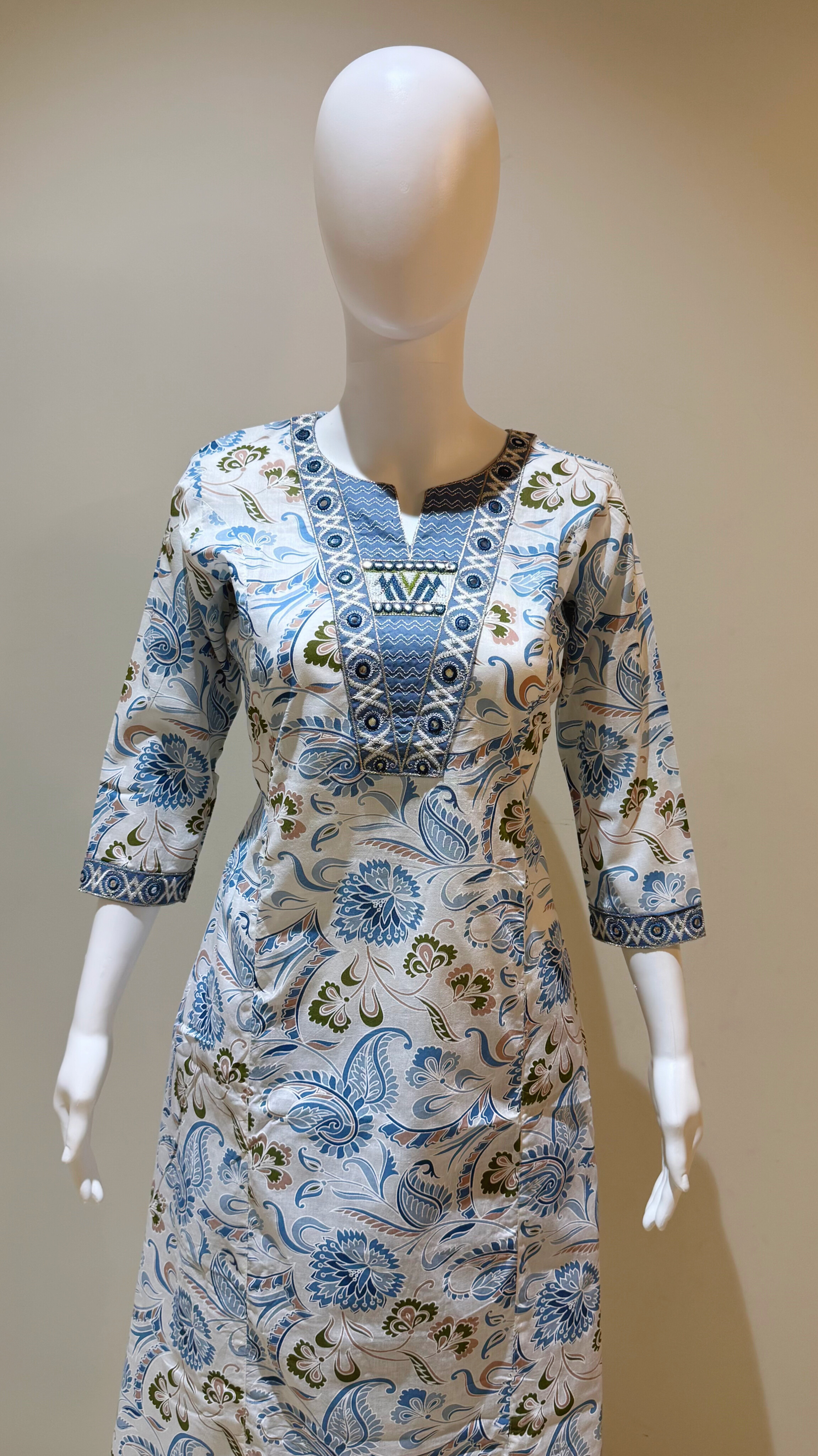 Cotton Print With Embroidery Work 