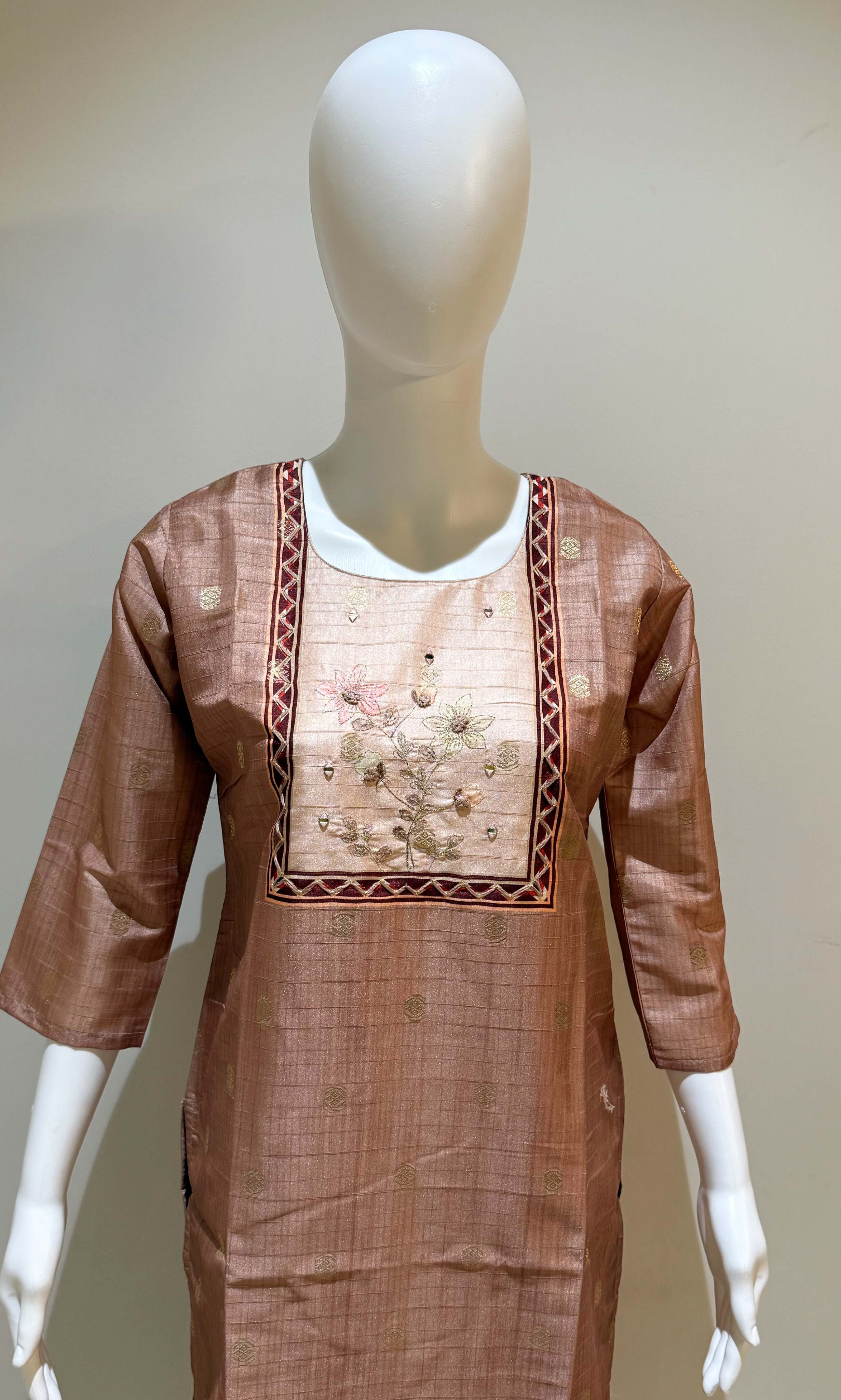 Silk Digital Print With Jacquard Butti And Hand Work 