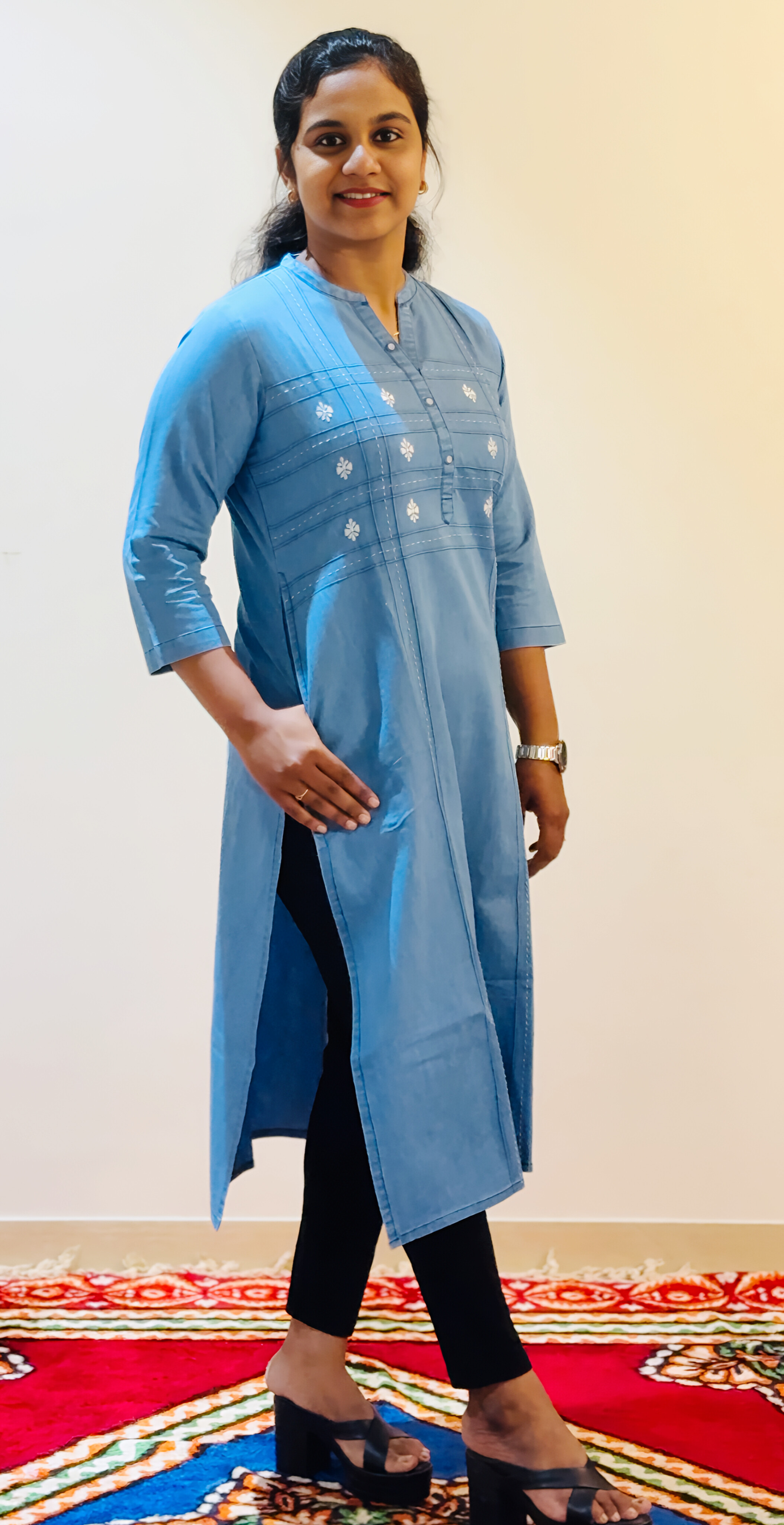 Denim Fancy Work Kurti 