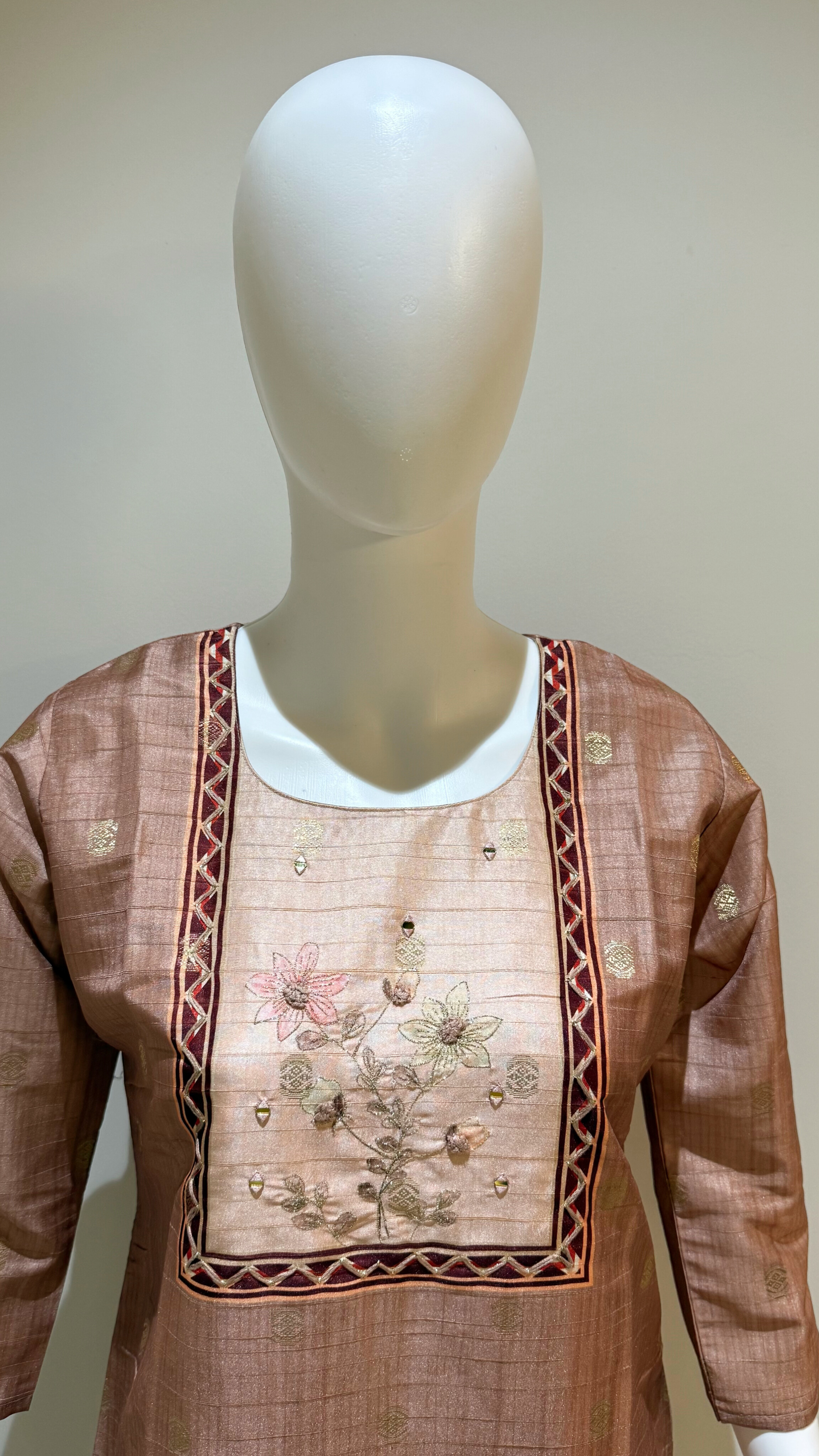 Silk Digital Print With Jacquard Butti And Hand Work 