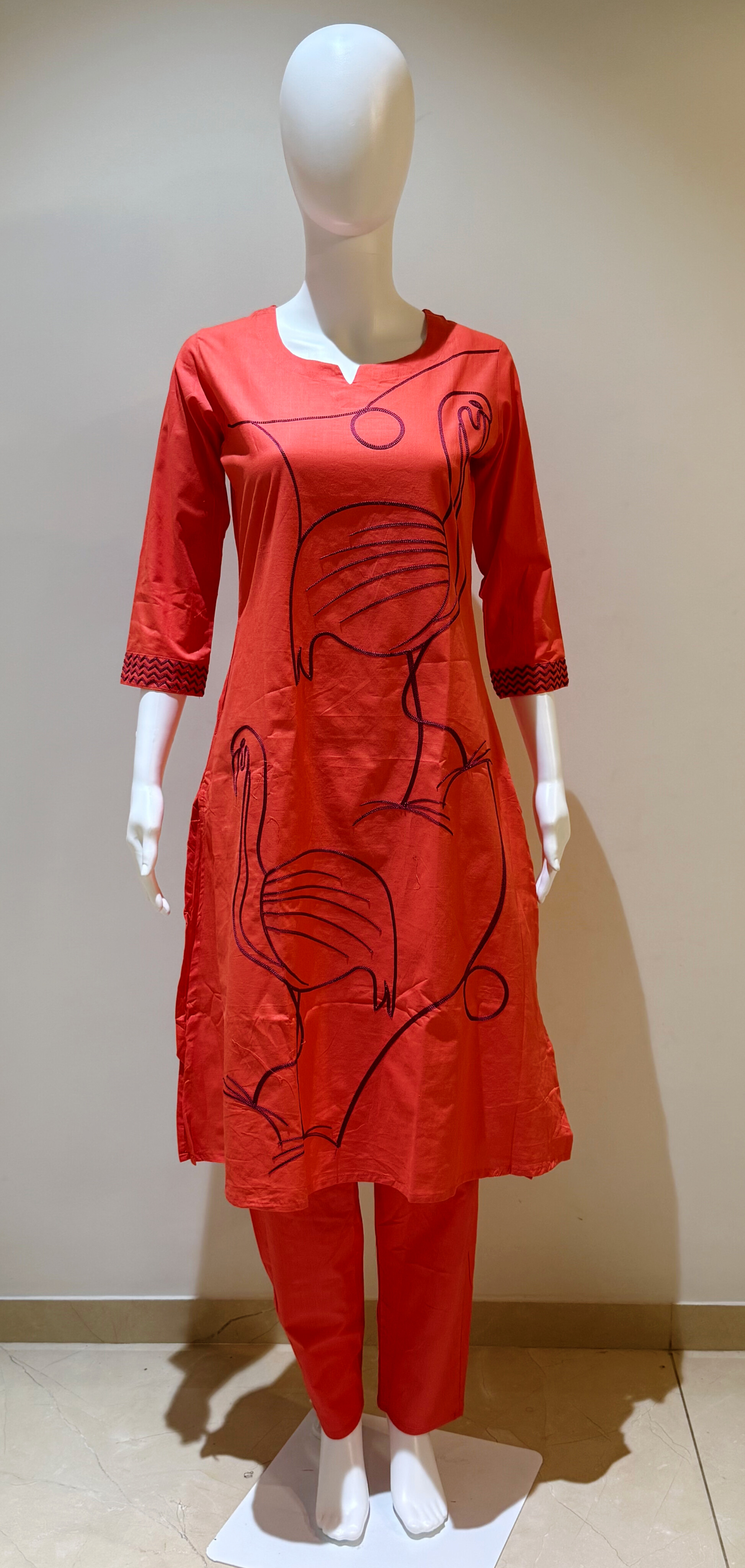 Natural Cotton With Embroidery Work 