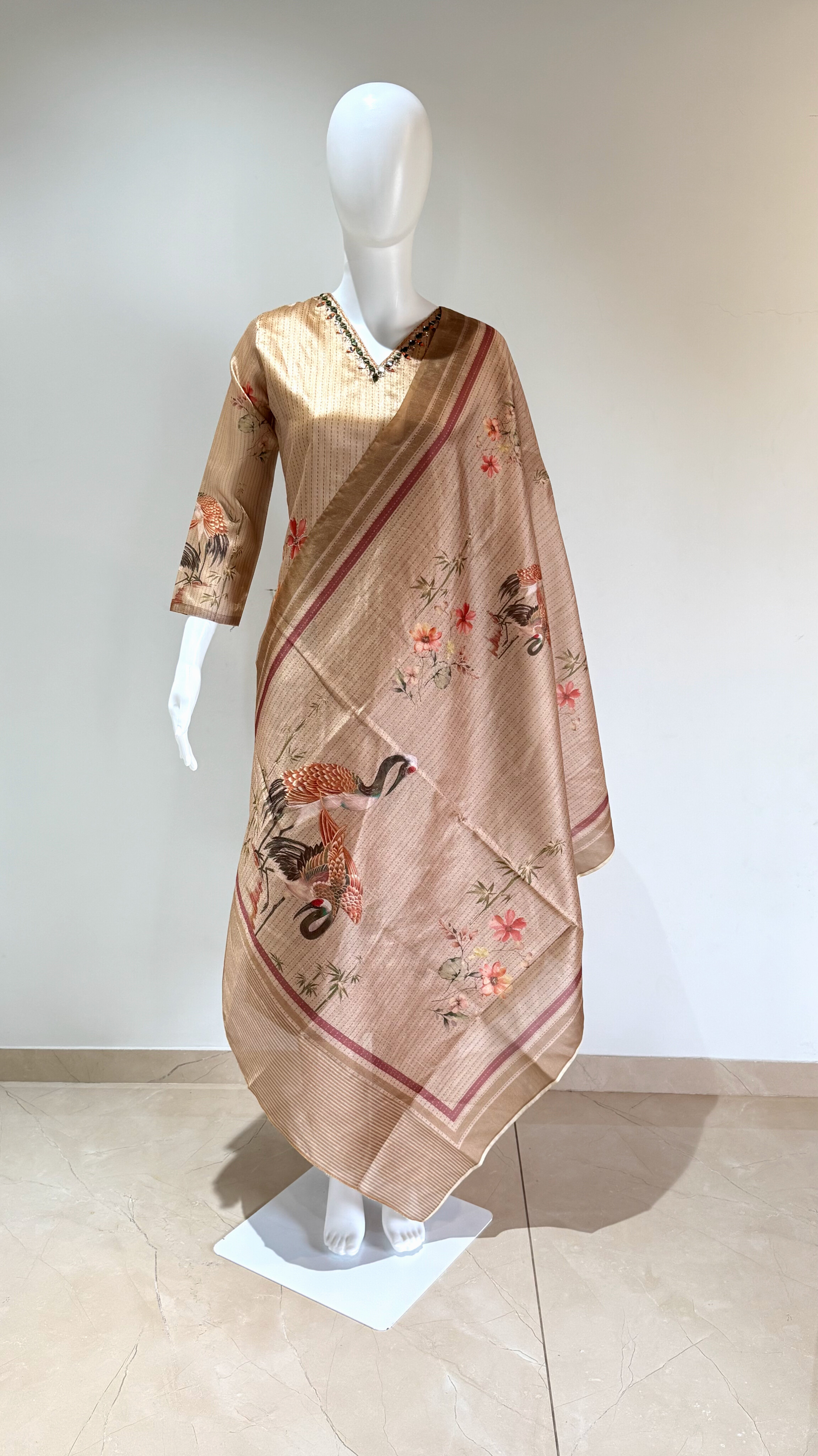 Silk digital print with print highlight work