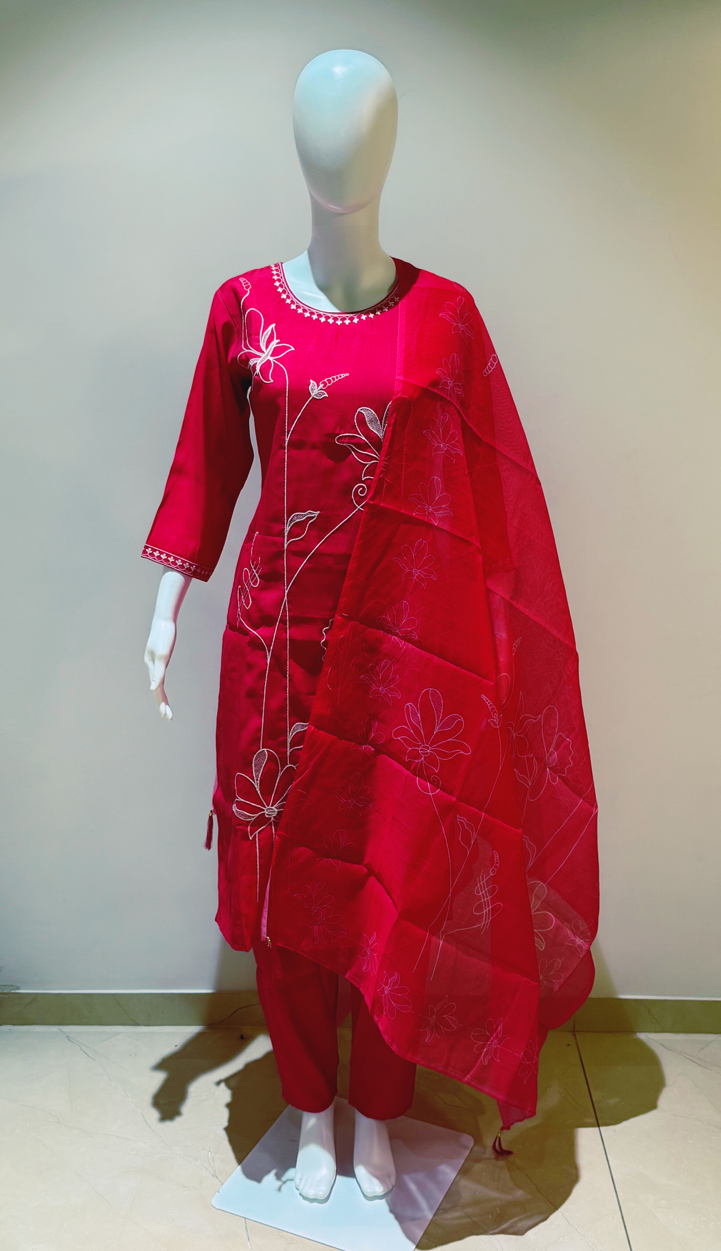 Roman Silk With Embroidery Work 