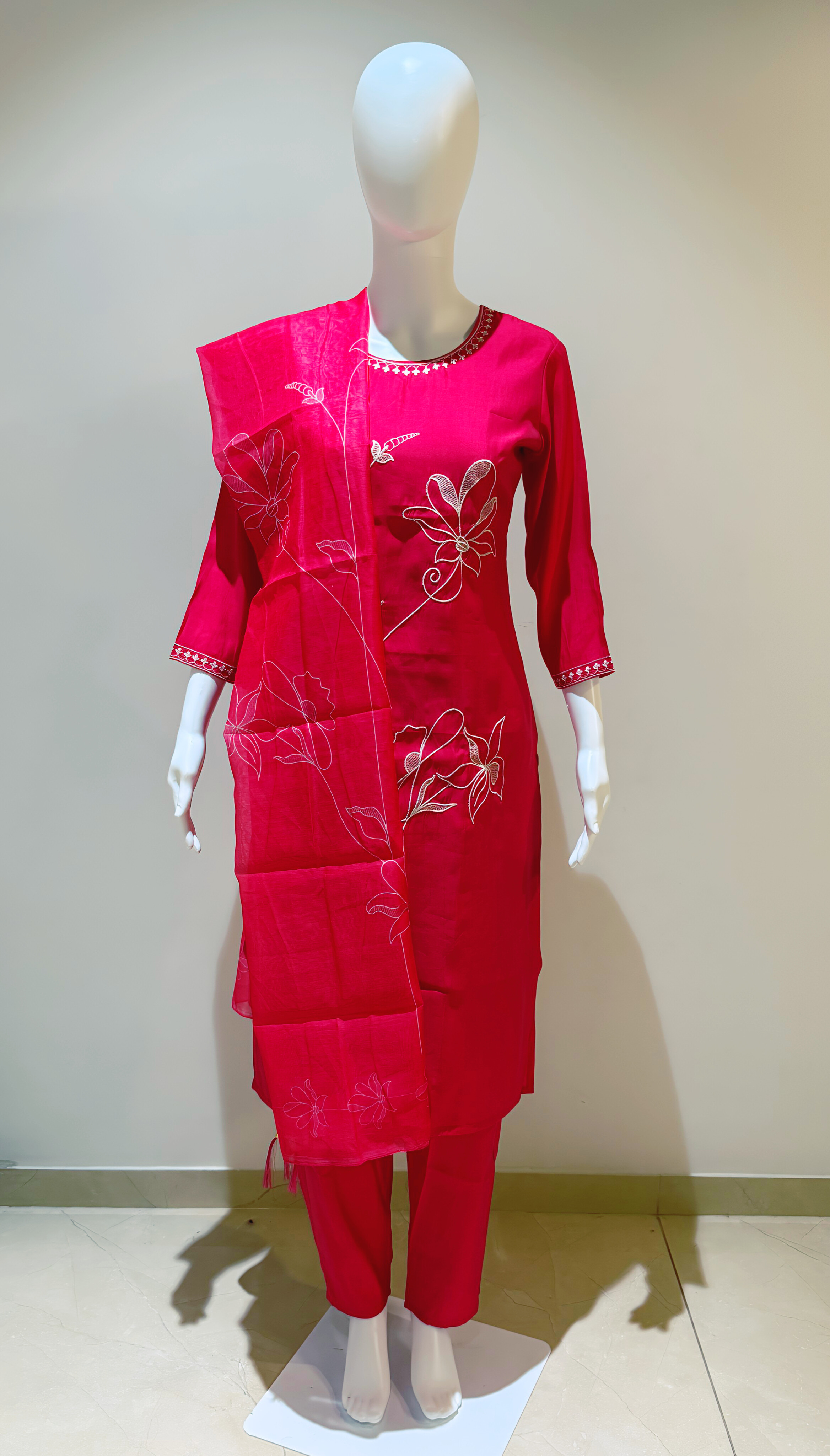 Roman Silk With Embroidery Work 