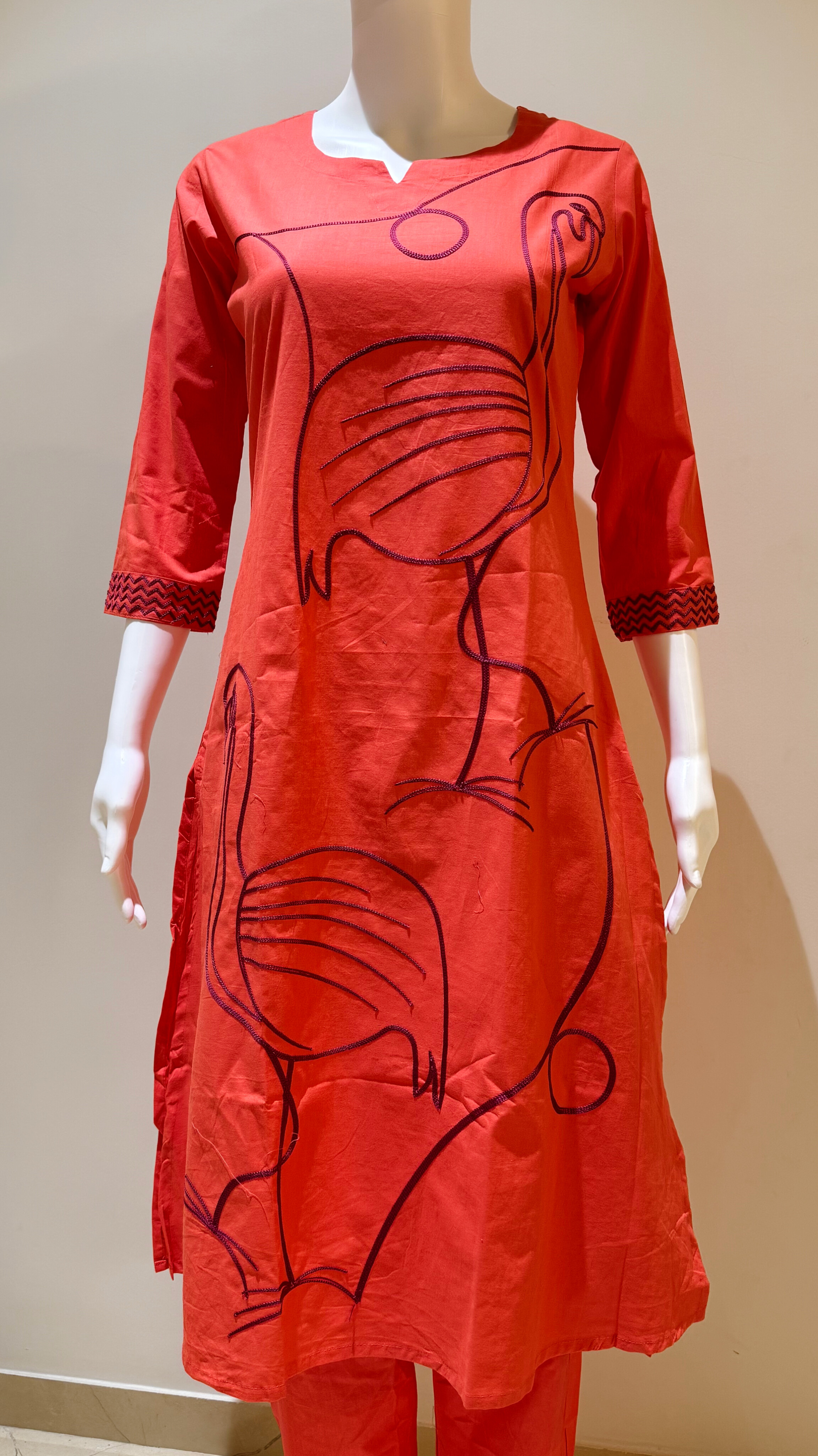 Natural Cotton With Embroidery Work 