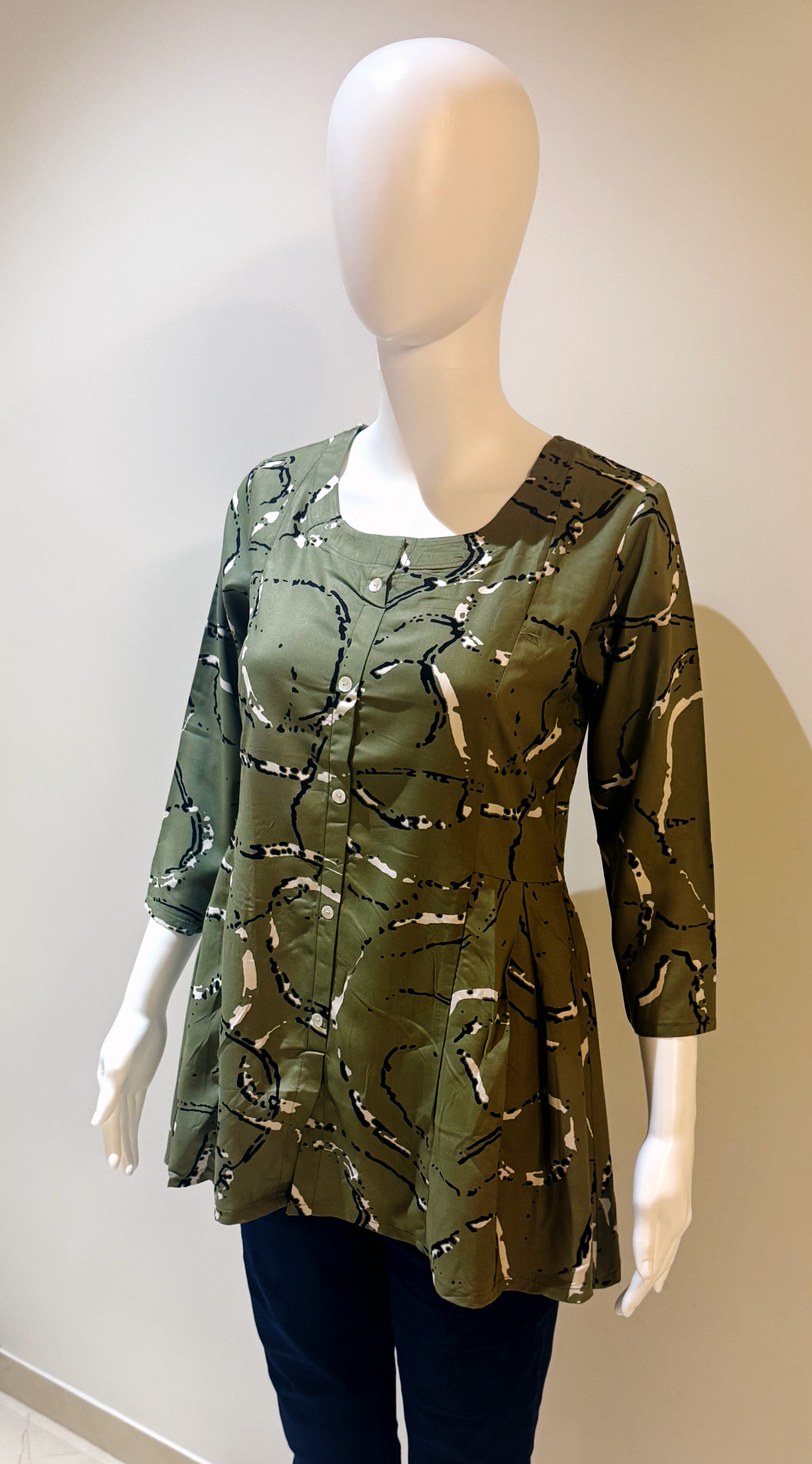Olive Green Printed Tunic