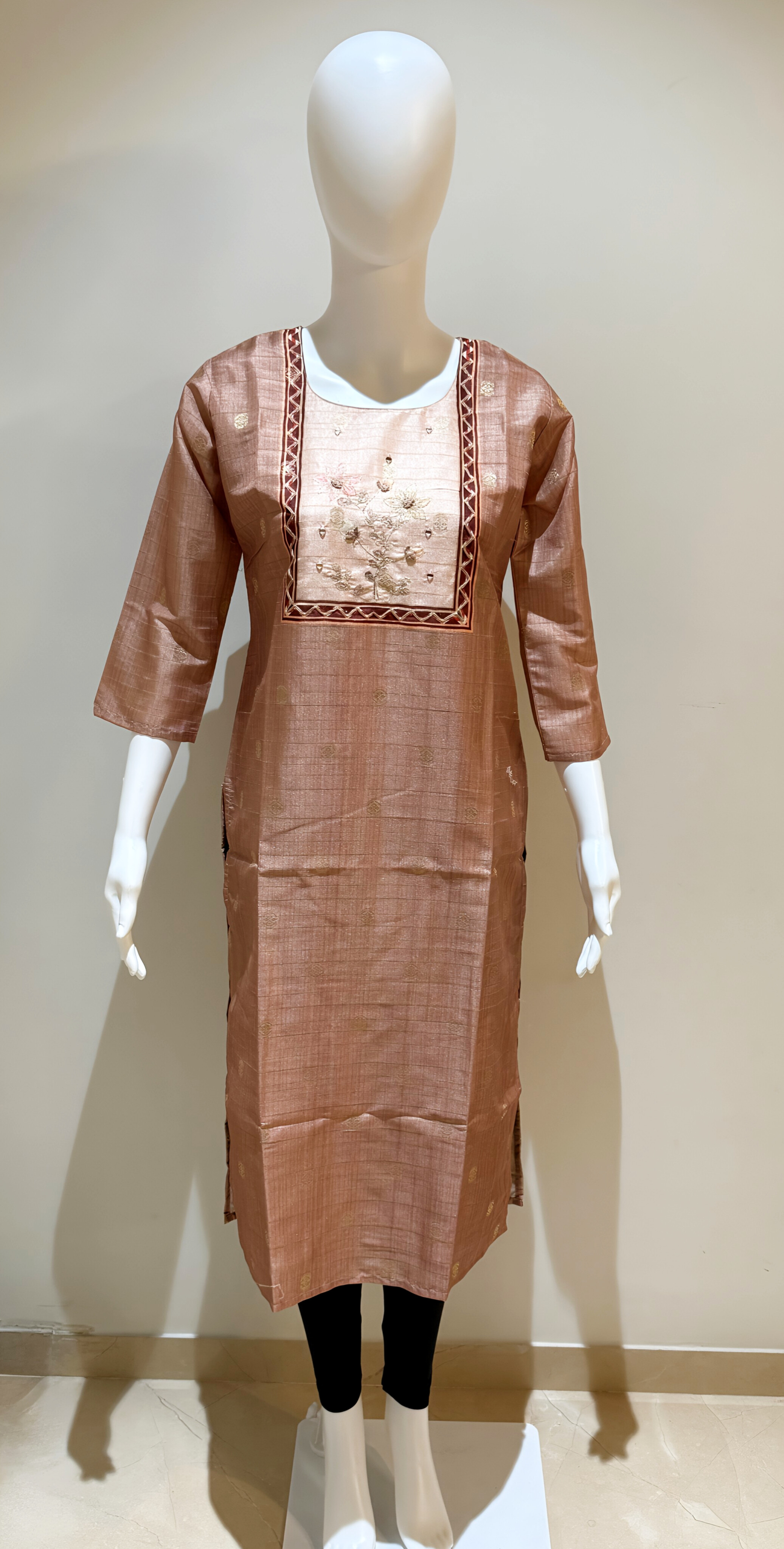 Silk Digital Print With Jacquard Butti And Hand Work 