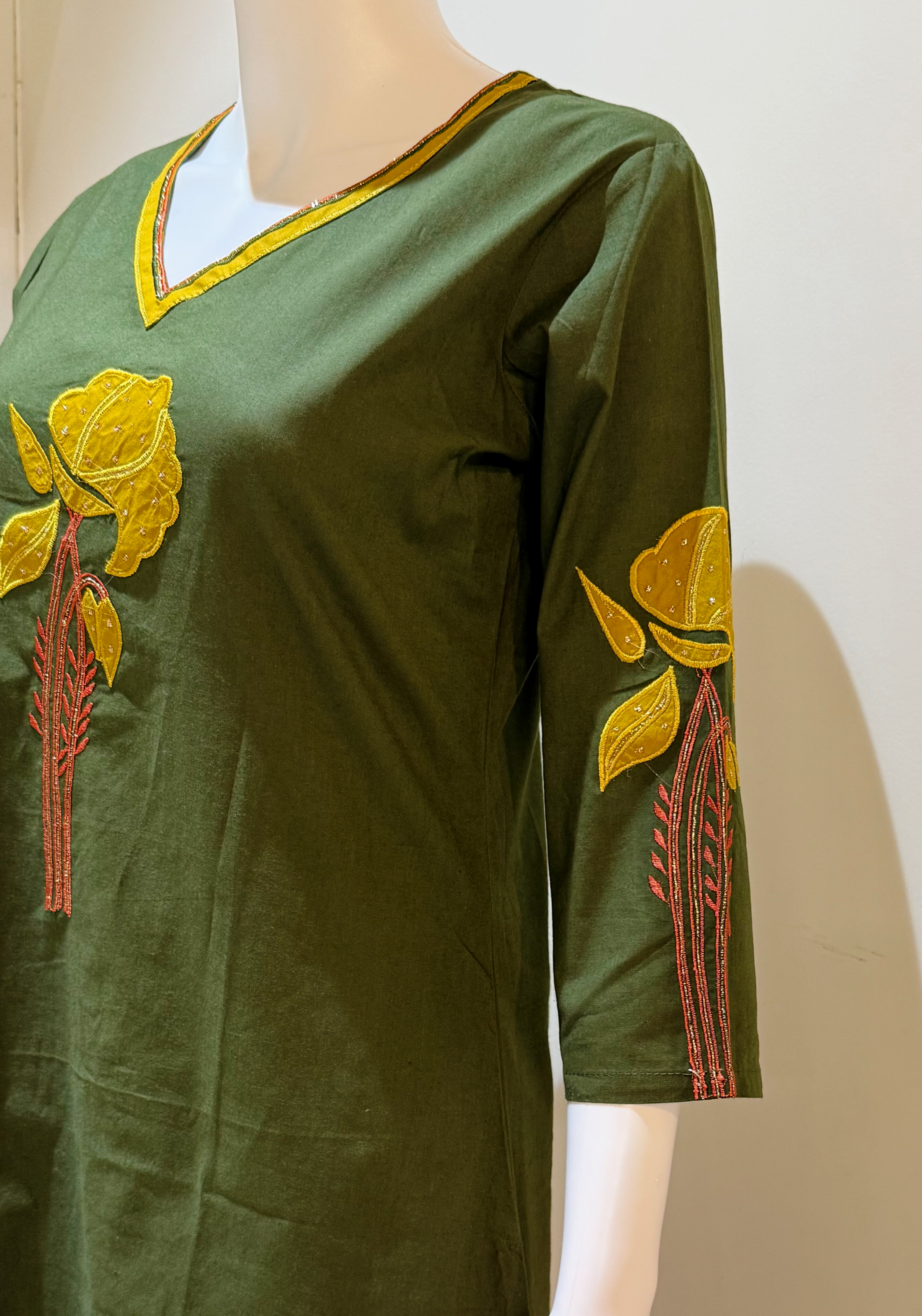 Natural Cotton With Aplique Work & Manual Work 