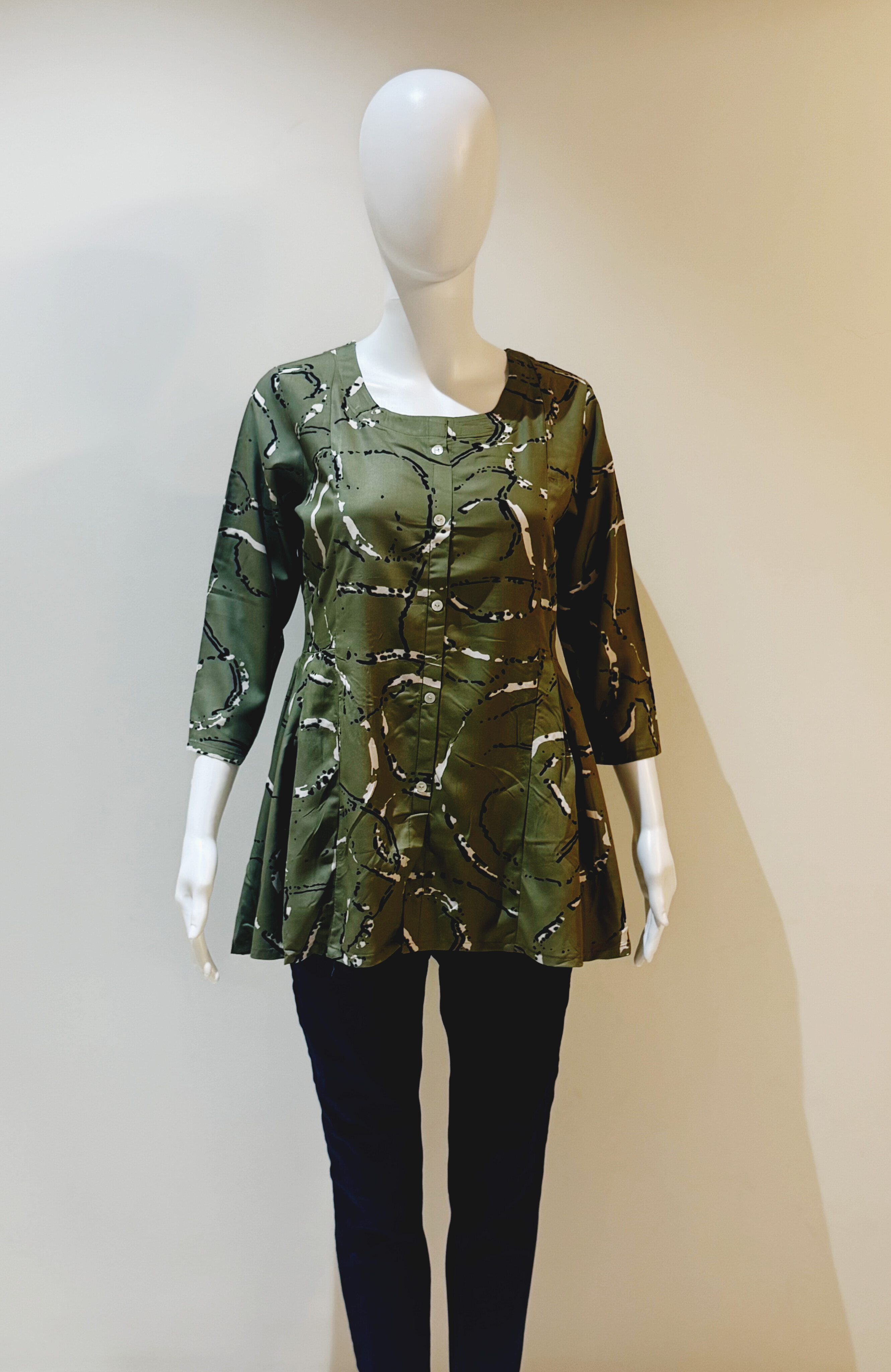 Olive Green Printed Tunic