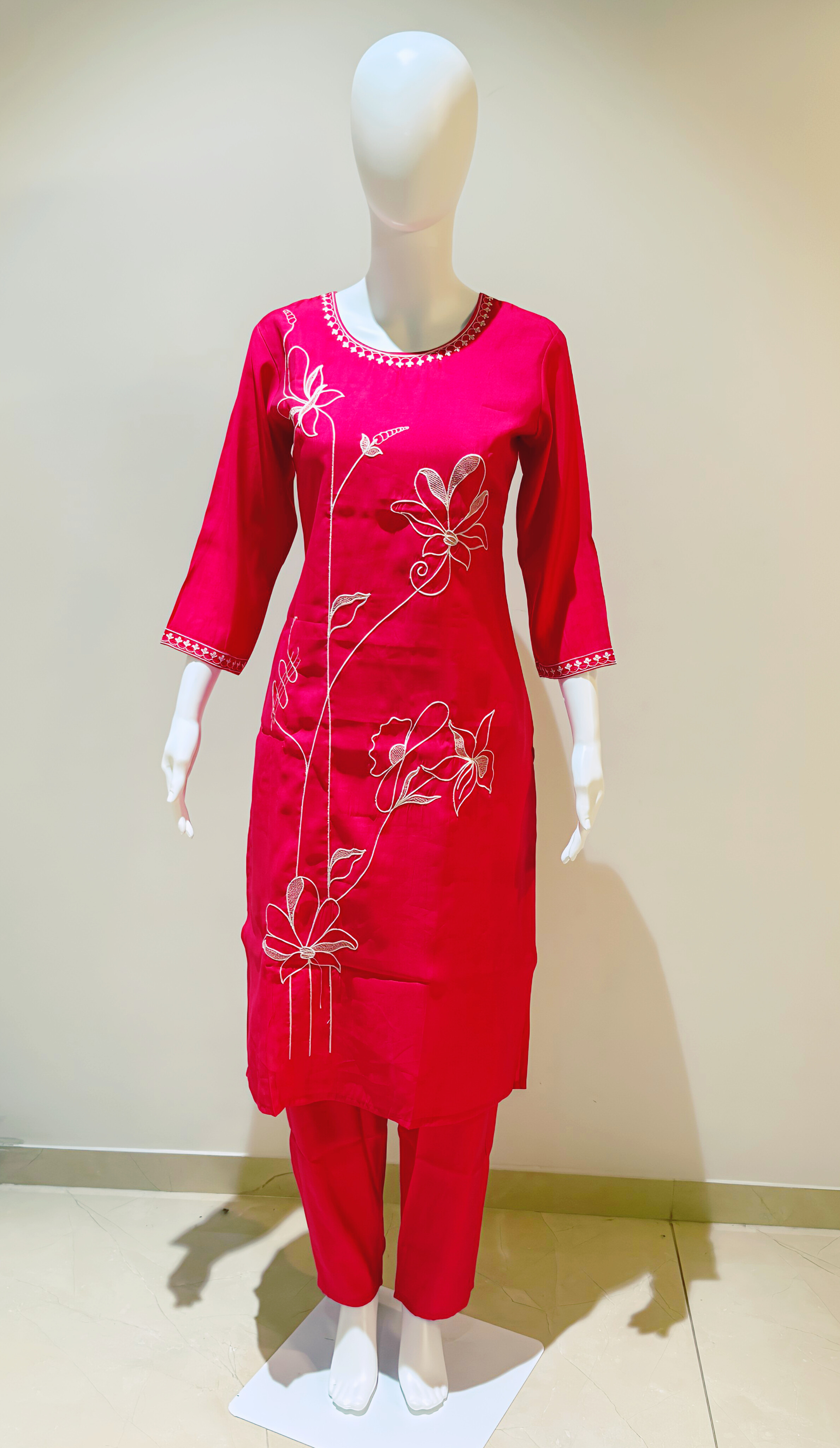 Roman Silk With Embroidery Work