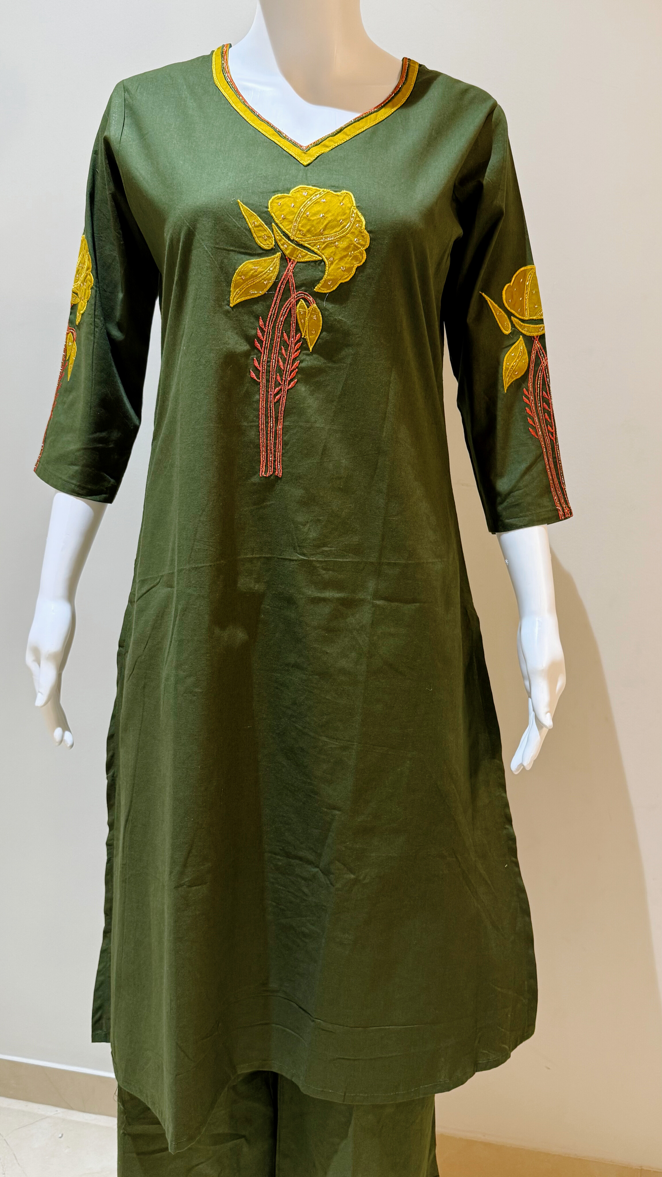 Natural Cotton With Aplique Work & Manual Work 