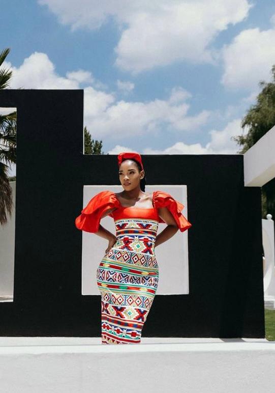 Red Ndebele Print Dress