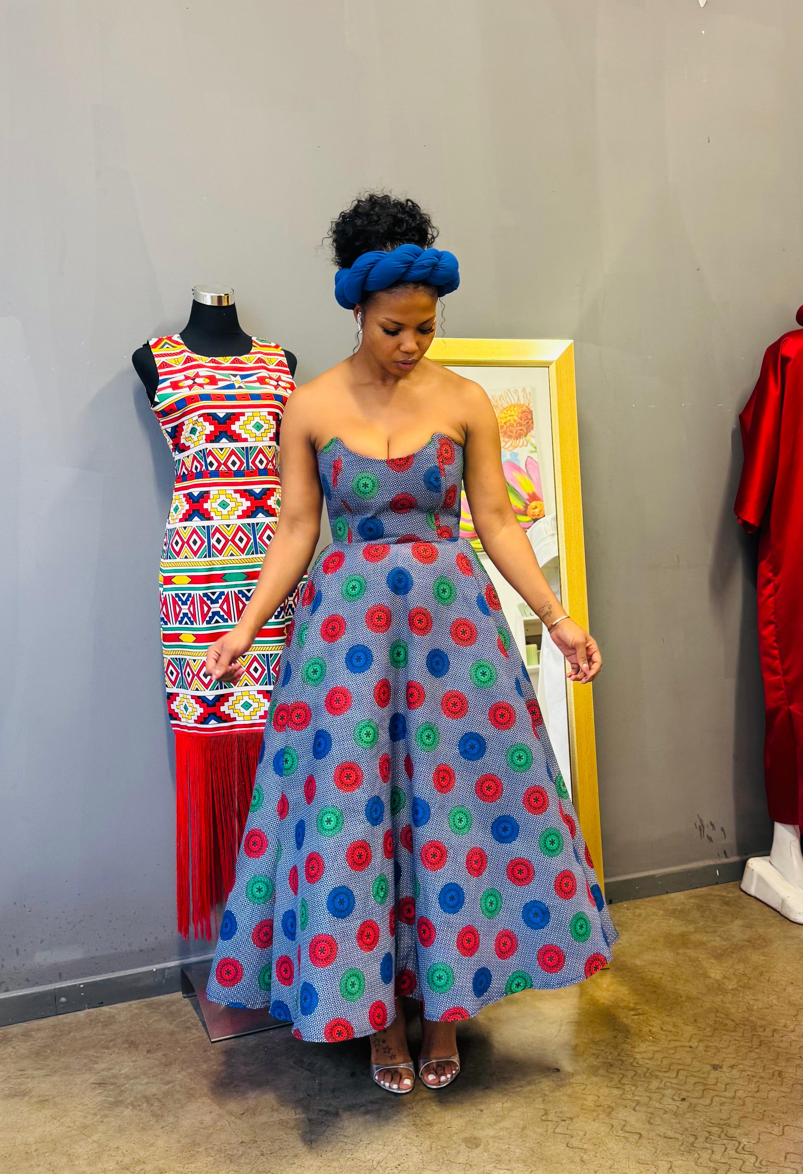 Multicoloured boobtube dress