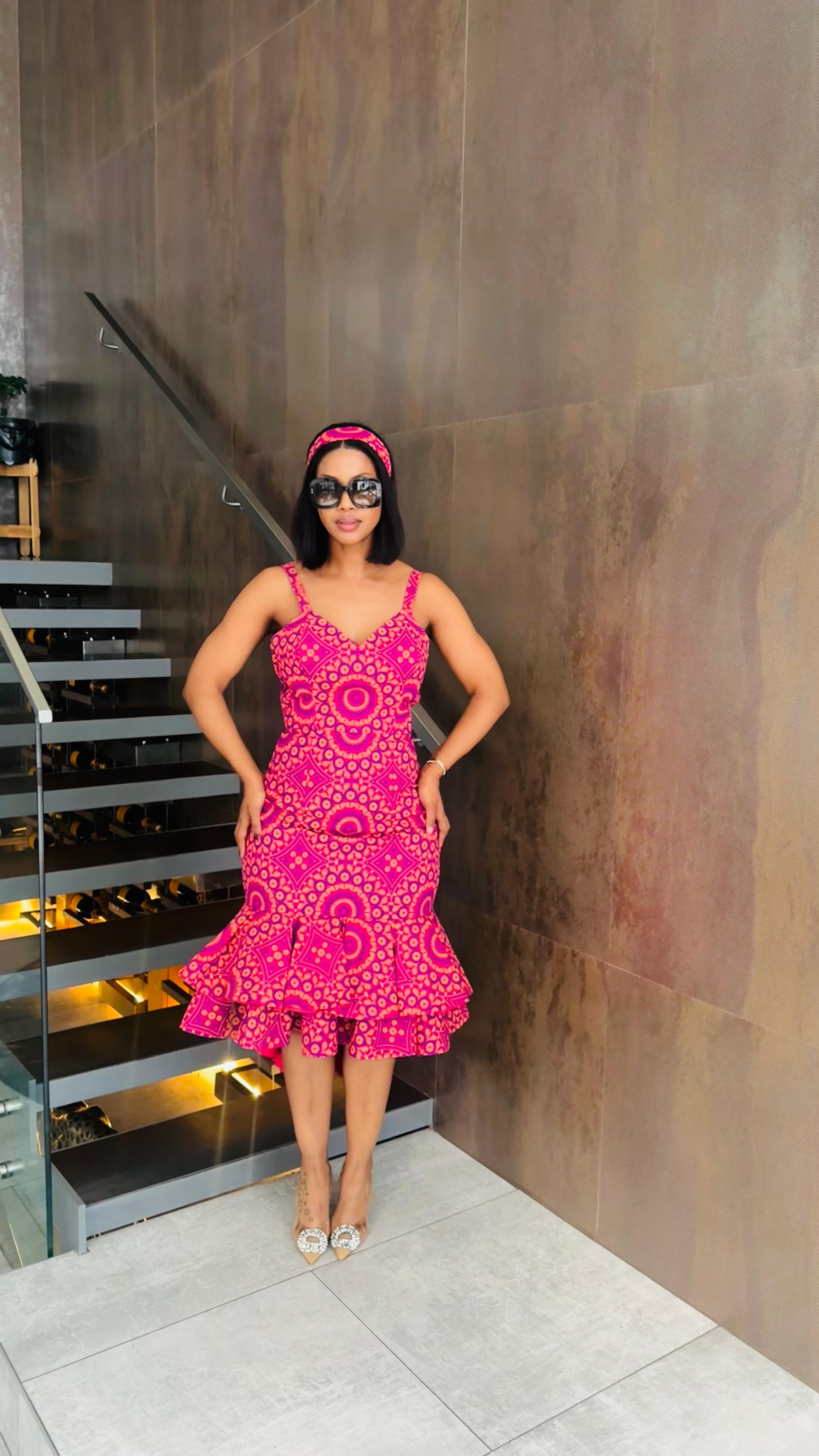 Pink Patterned Sleeveless Dress