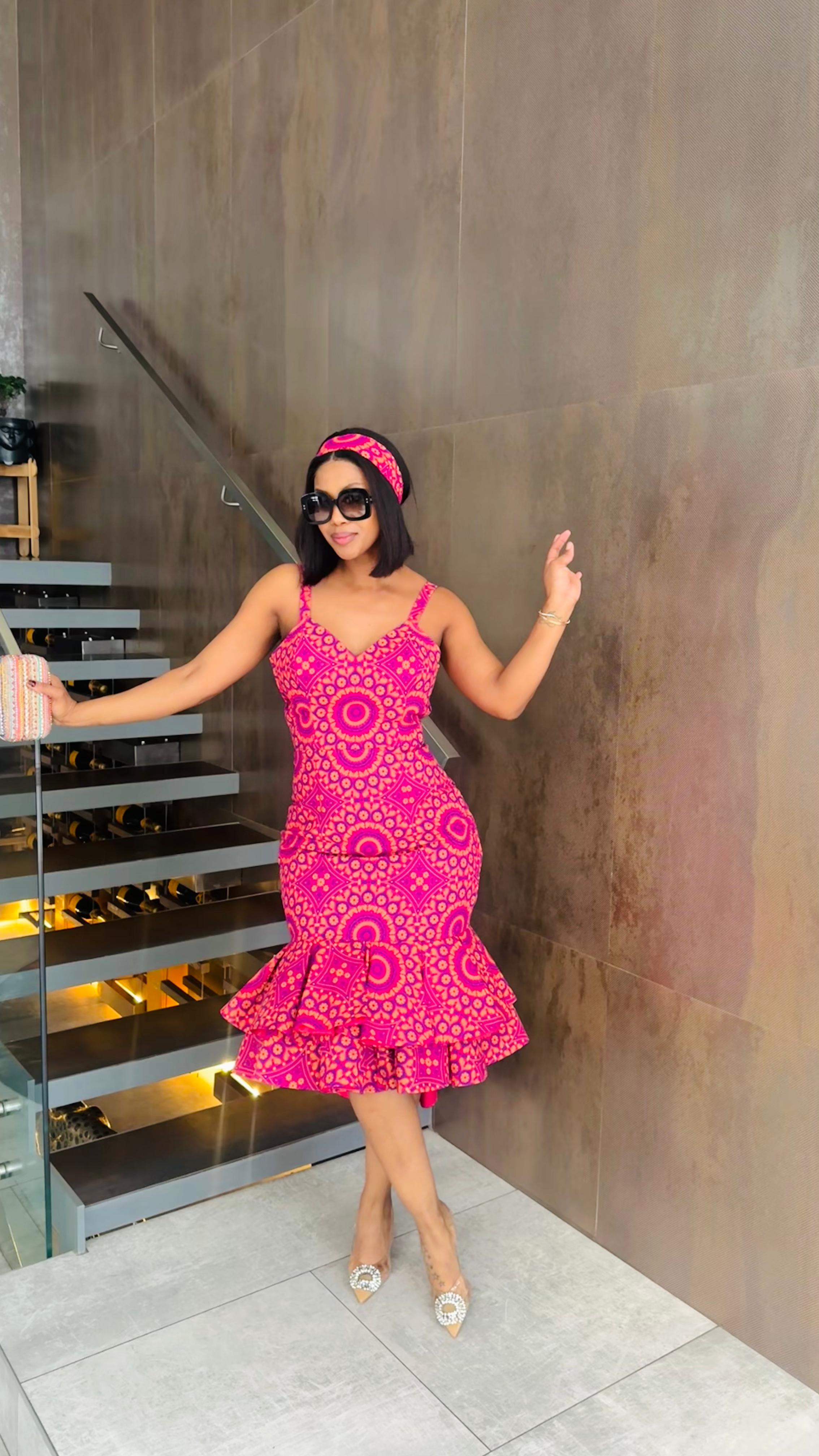 Pink Patterned Sleeveless Dress