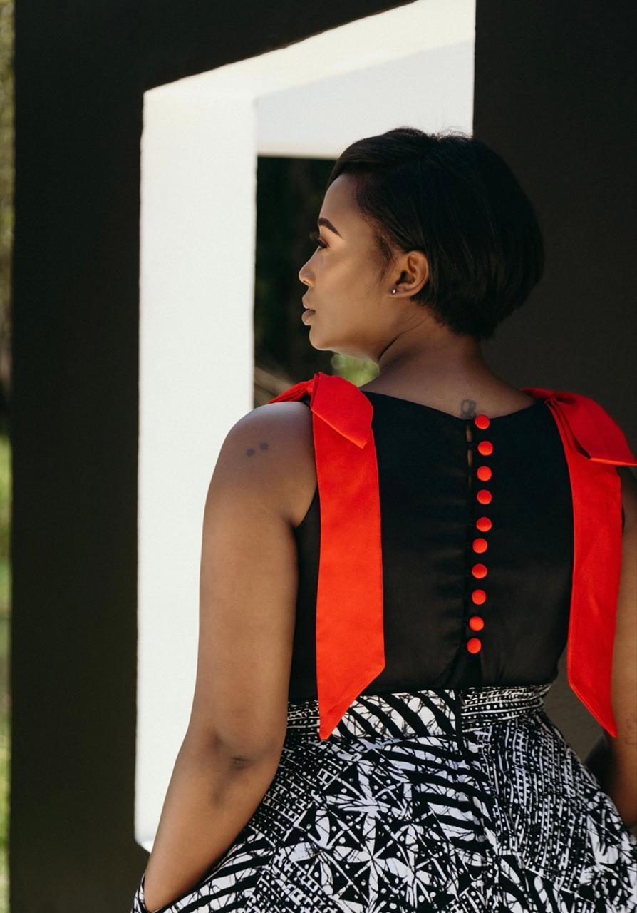 Black & White dress with red bows