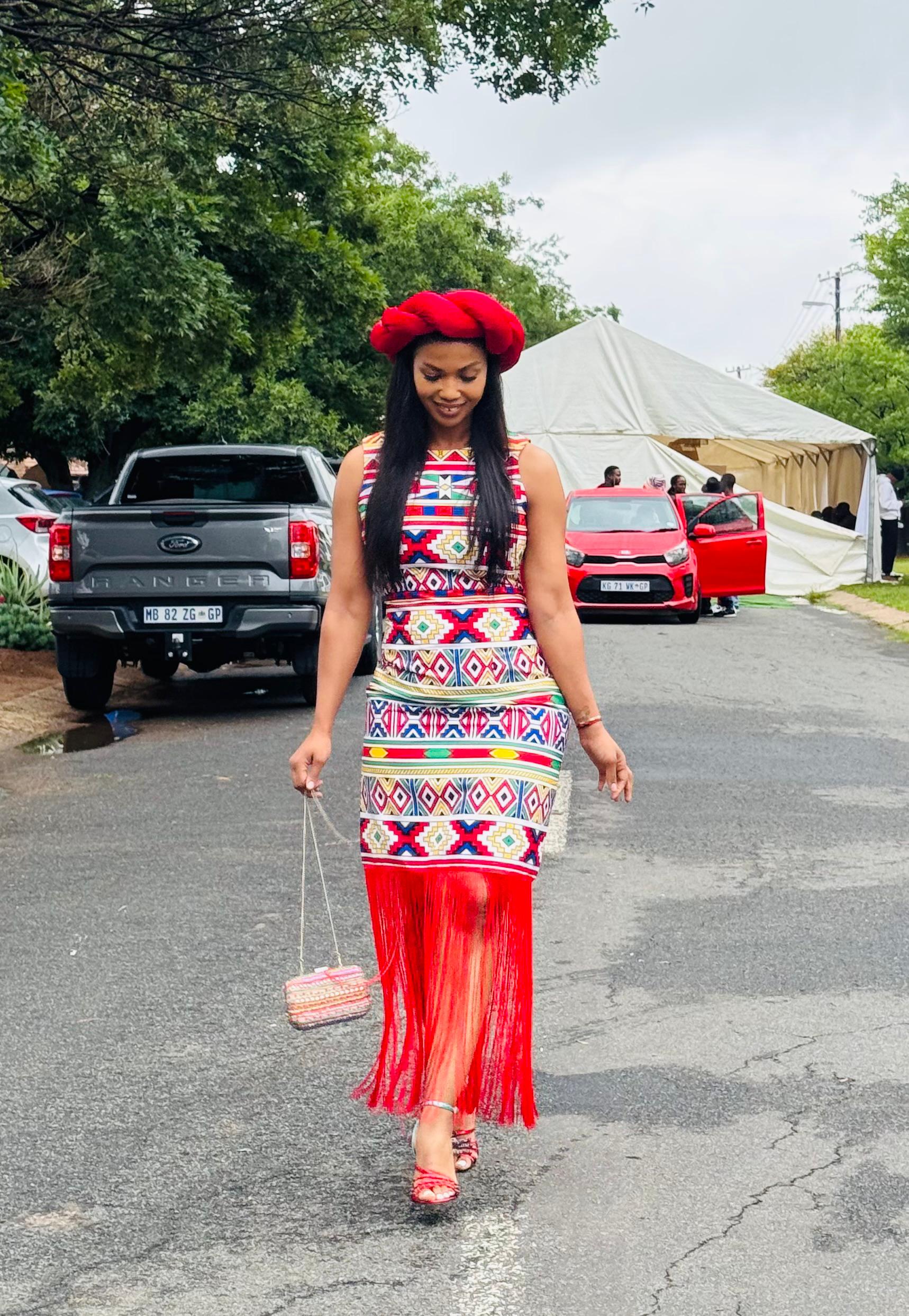 Ndebele dress with red tassels 